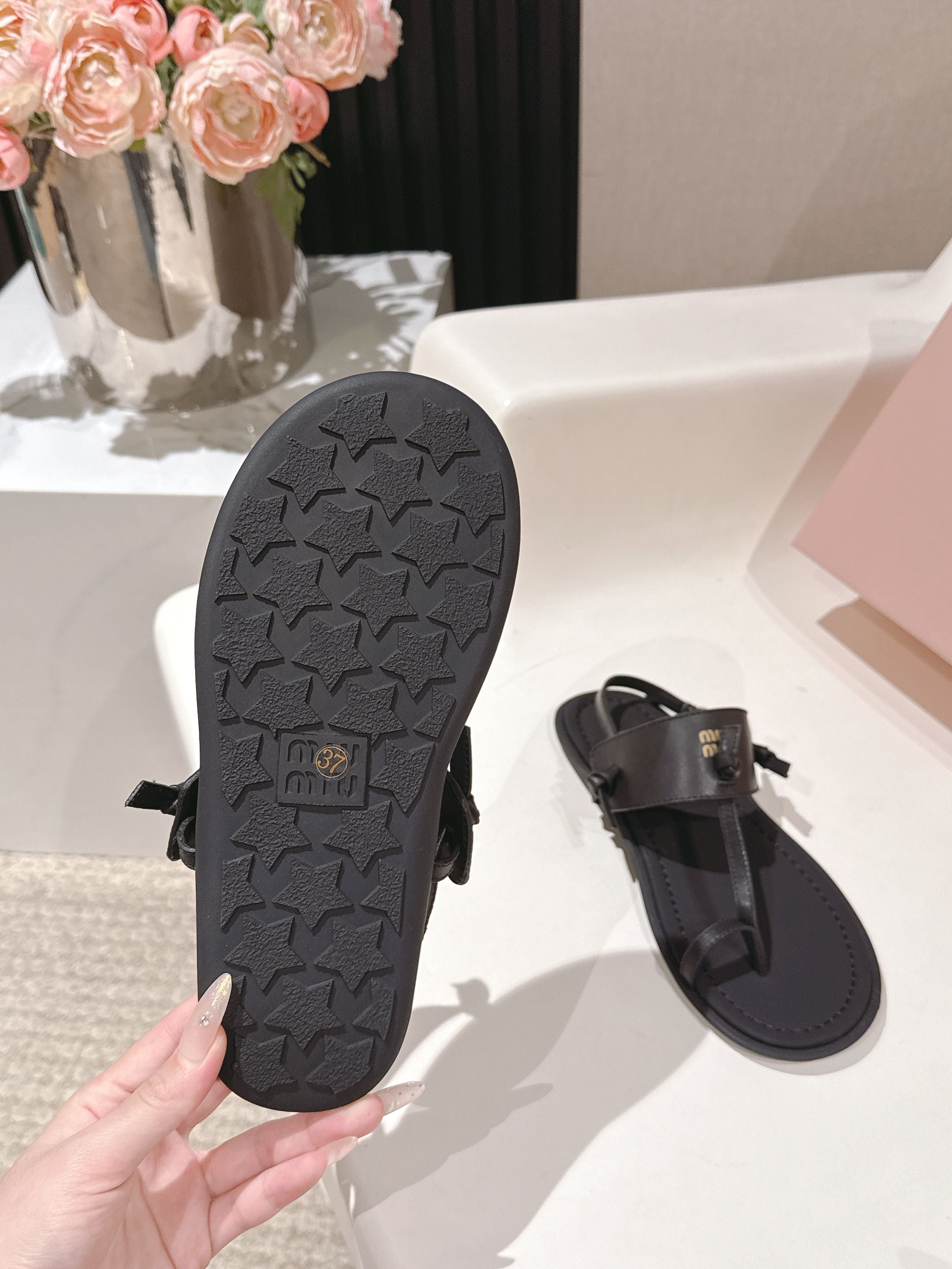 Miu Miu 2026 Sandal with Strap Black Leather 620681