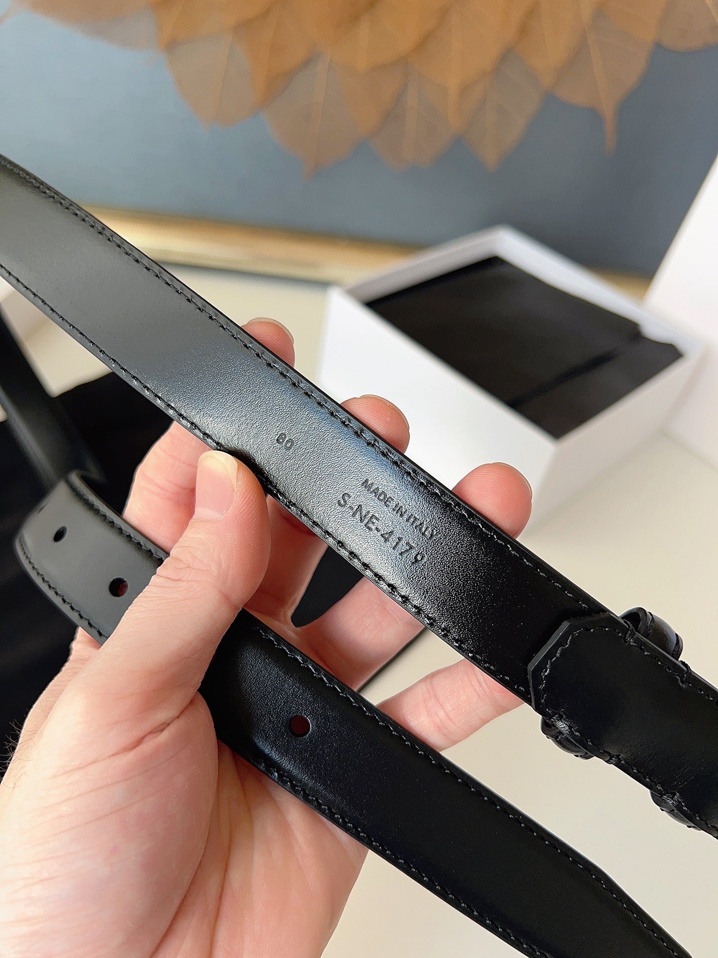 CL Sliver 25mm Triomphe Belt Black Cowhide 616411