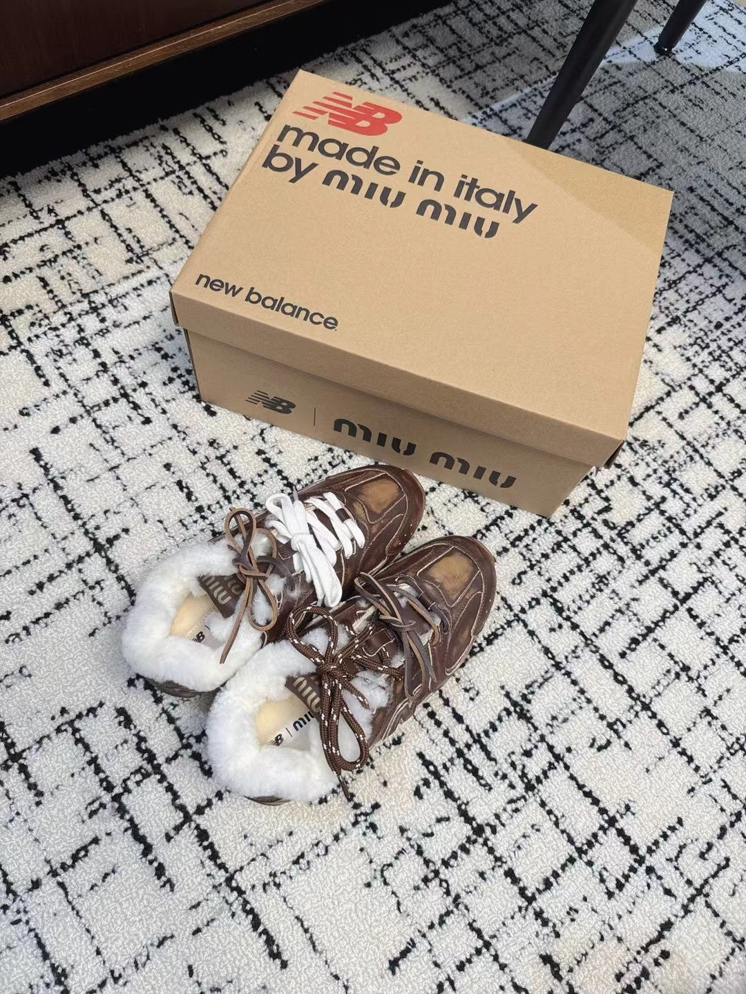 Miu Balance 530 SL Sneakers fleece lining Wood Brown Suede