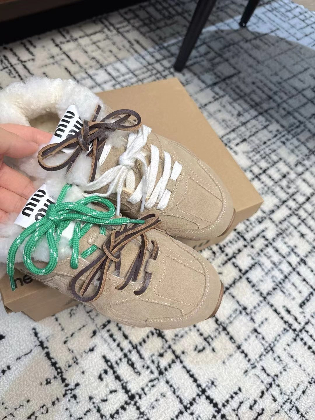 Miu Balance 530 SL Sneakers Fleece Lining In Light Brown Suede