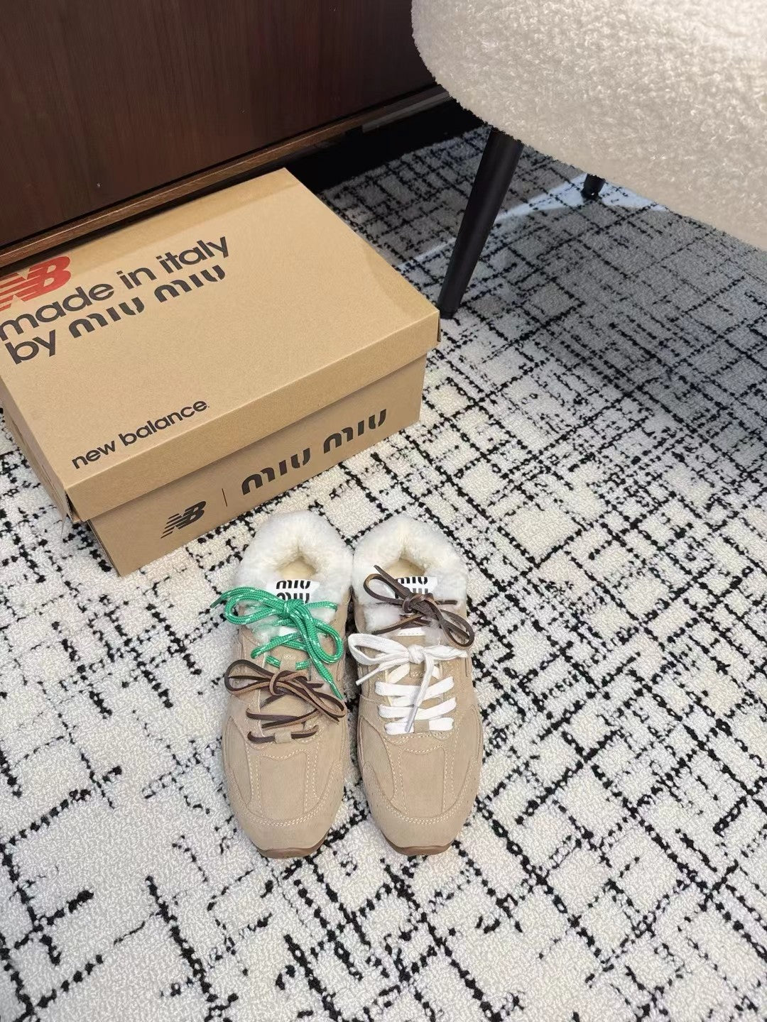 Miu Balance 530 SL Sneakers Fleece Lining In Light Brown Suede