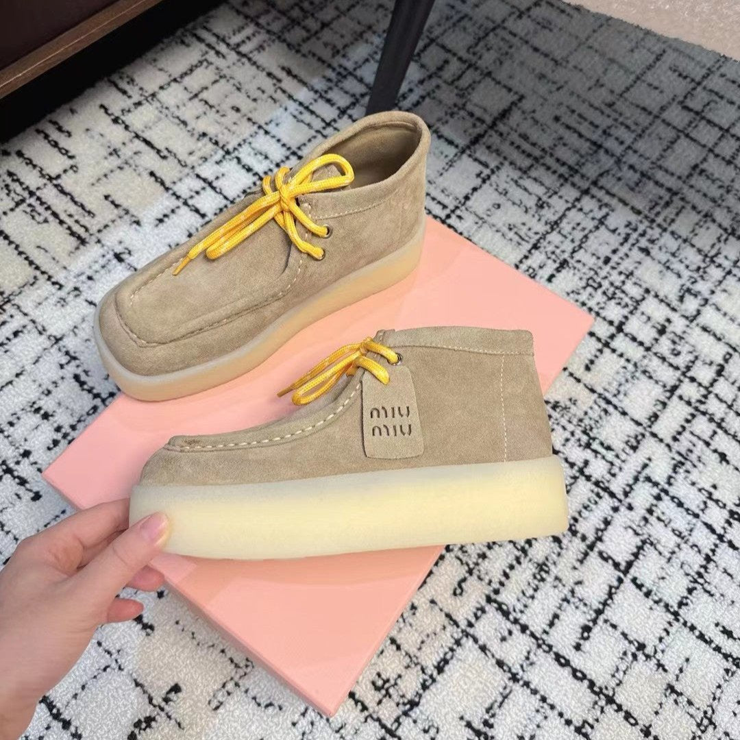 Miu Ankle Boots Light Brown Cow Suede