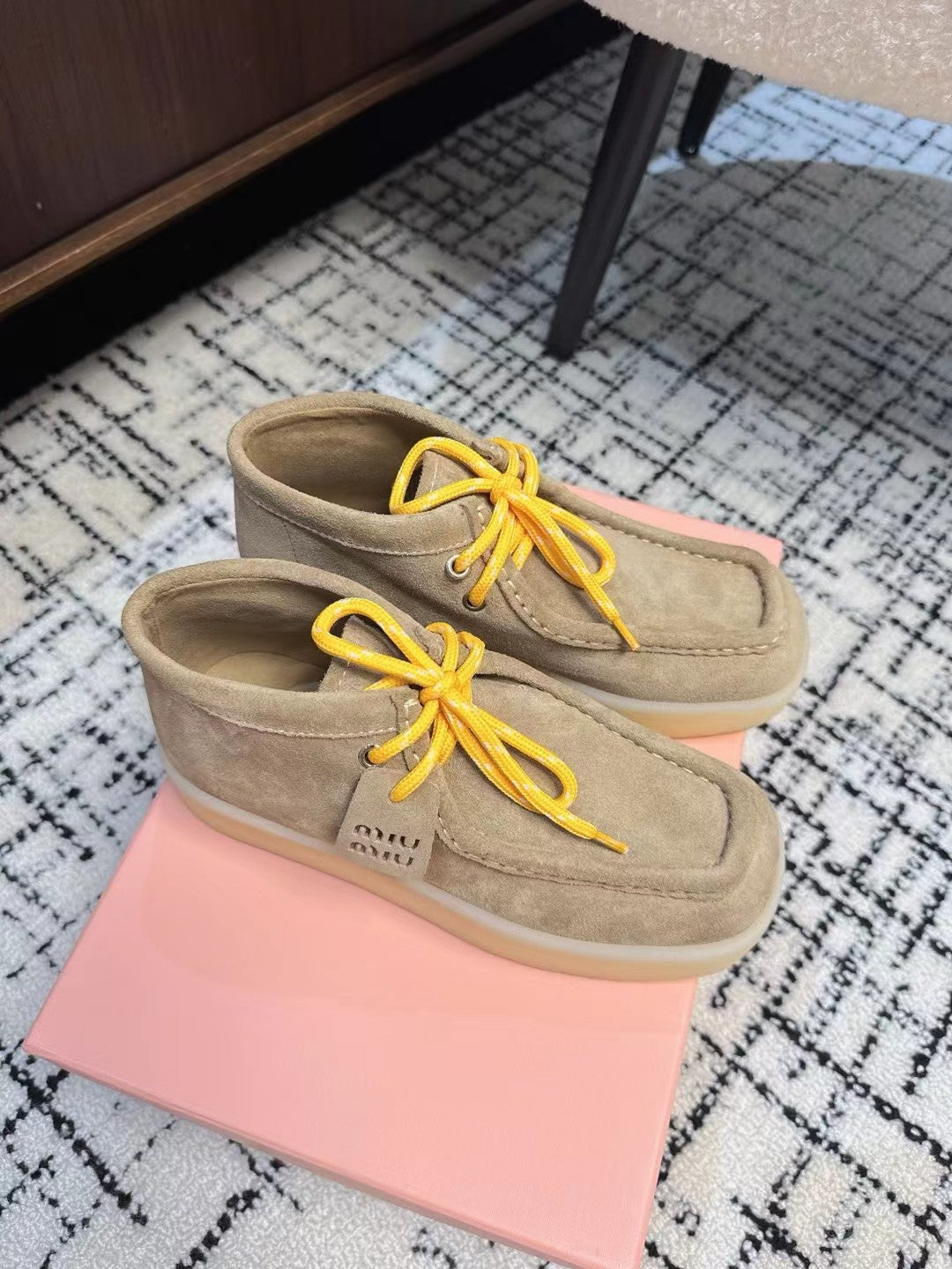 Miu Ankle Boots Light Brown Cow Suede