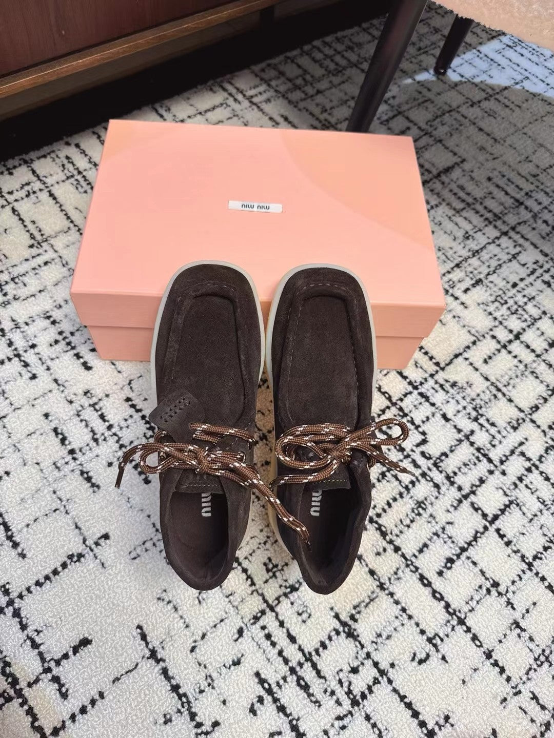 Miu Ankle Boots Chocolate Brown Cow Suede