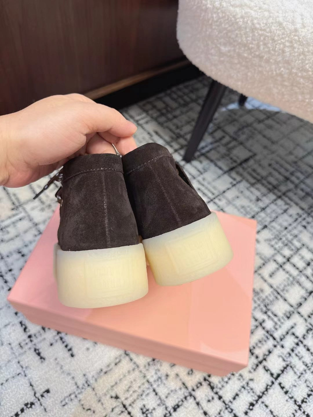 Miu Ankle Boots Chocolate Brown Cow Suede