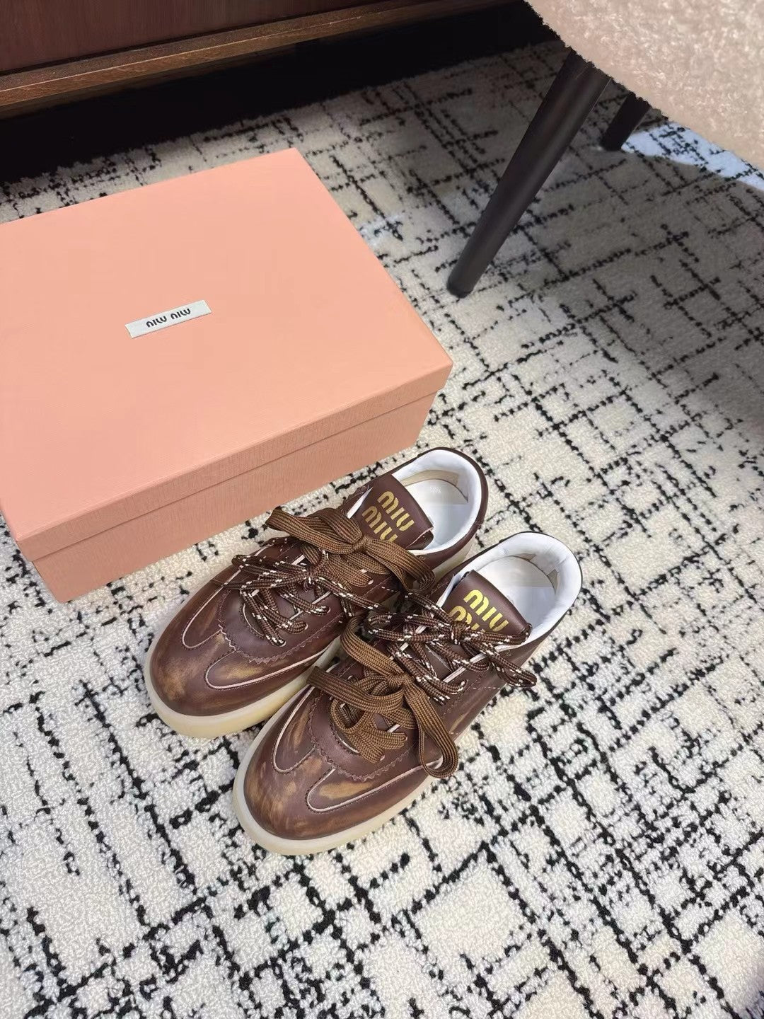 Miu Balance Sneakers Dark Brown Calfskin