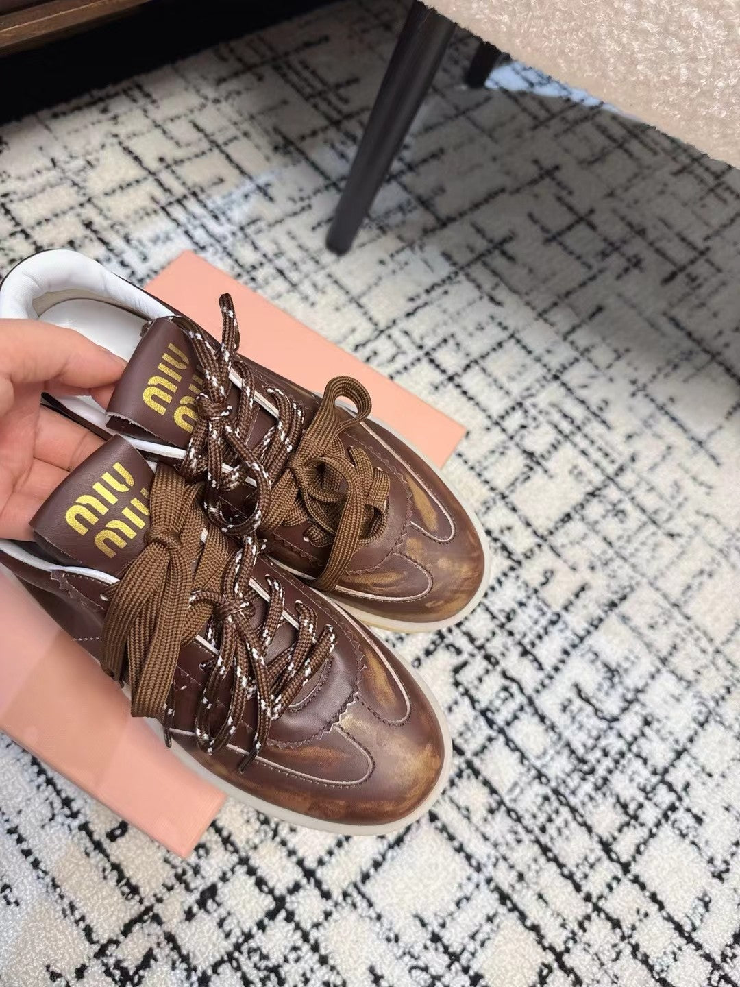 Miu Balance Sneakers Dark Brown Leather