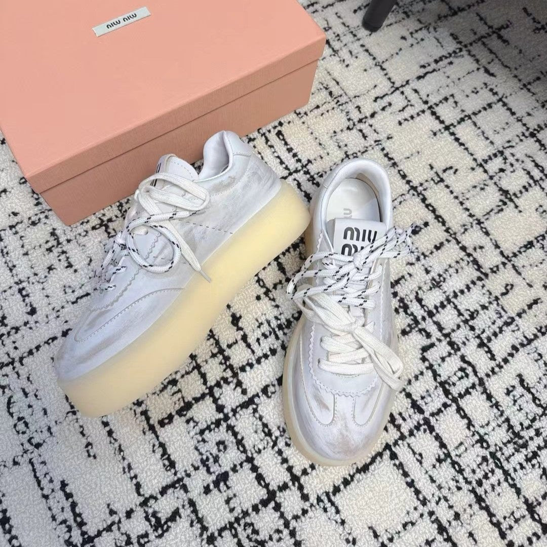 Miu Sneakers Balance Smoky White Calfskin