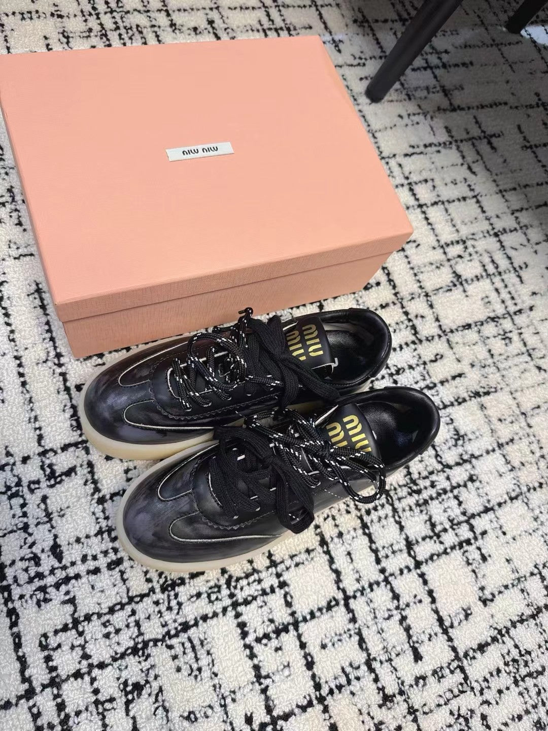 Miu Balance Sneakers Black Leather