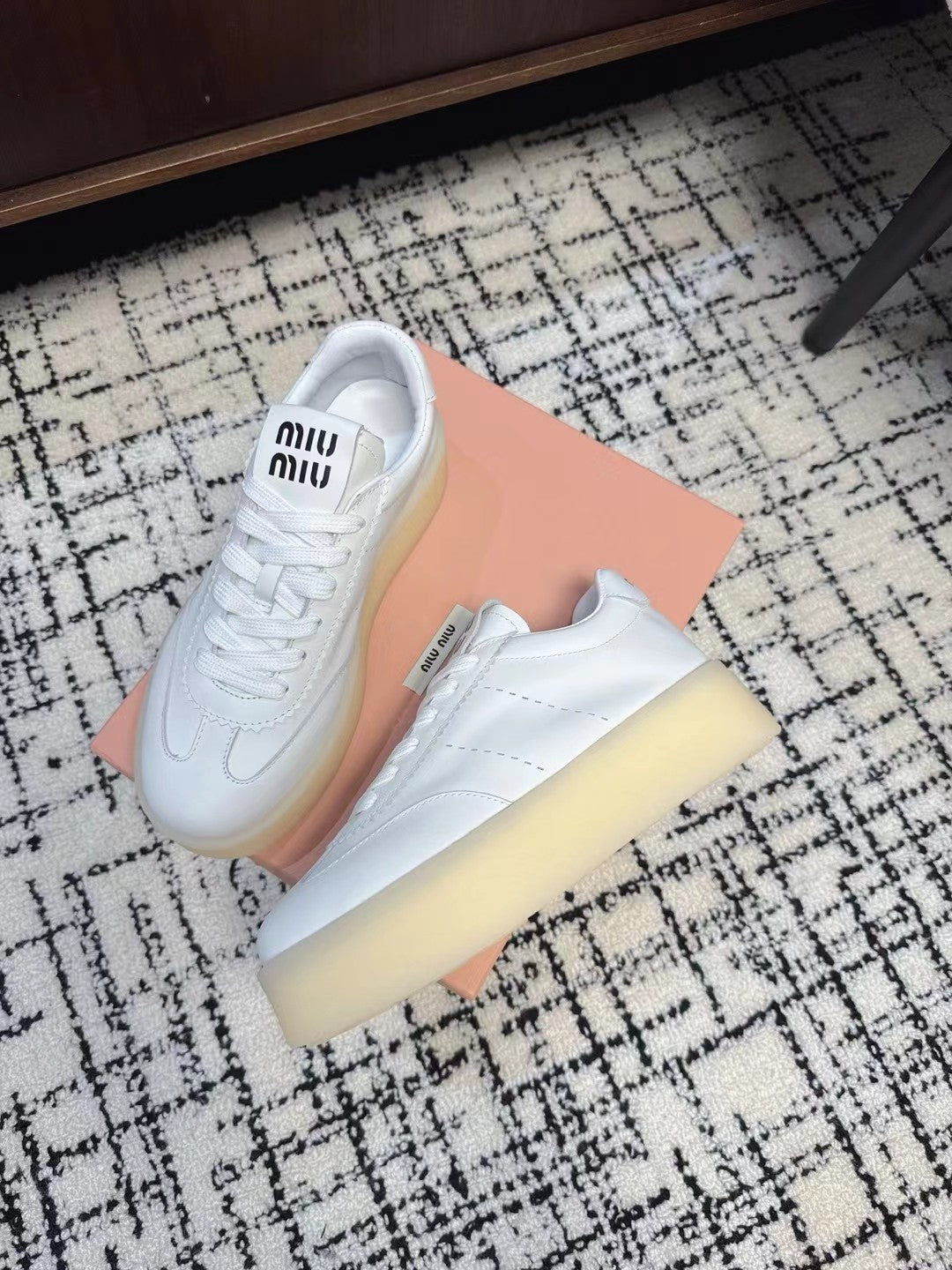 Miu Balance Sneakers White Calfskin