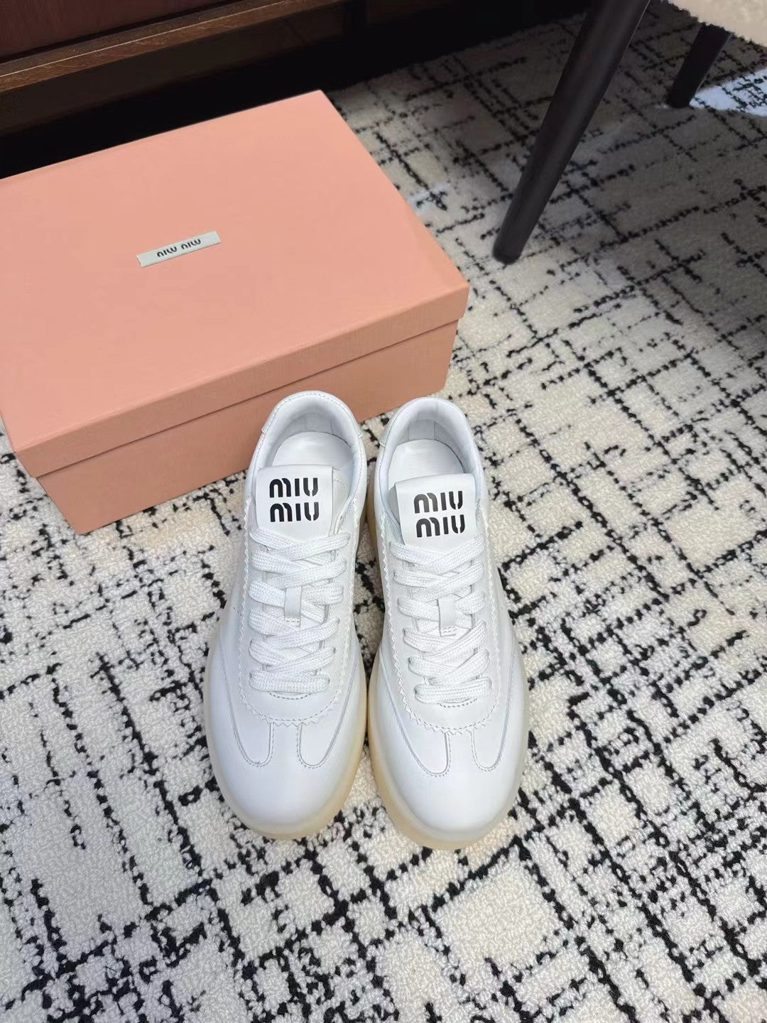 Miu Balance Sneakers White Calfskin
