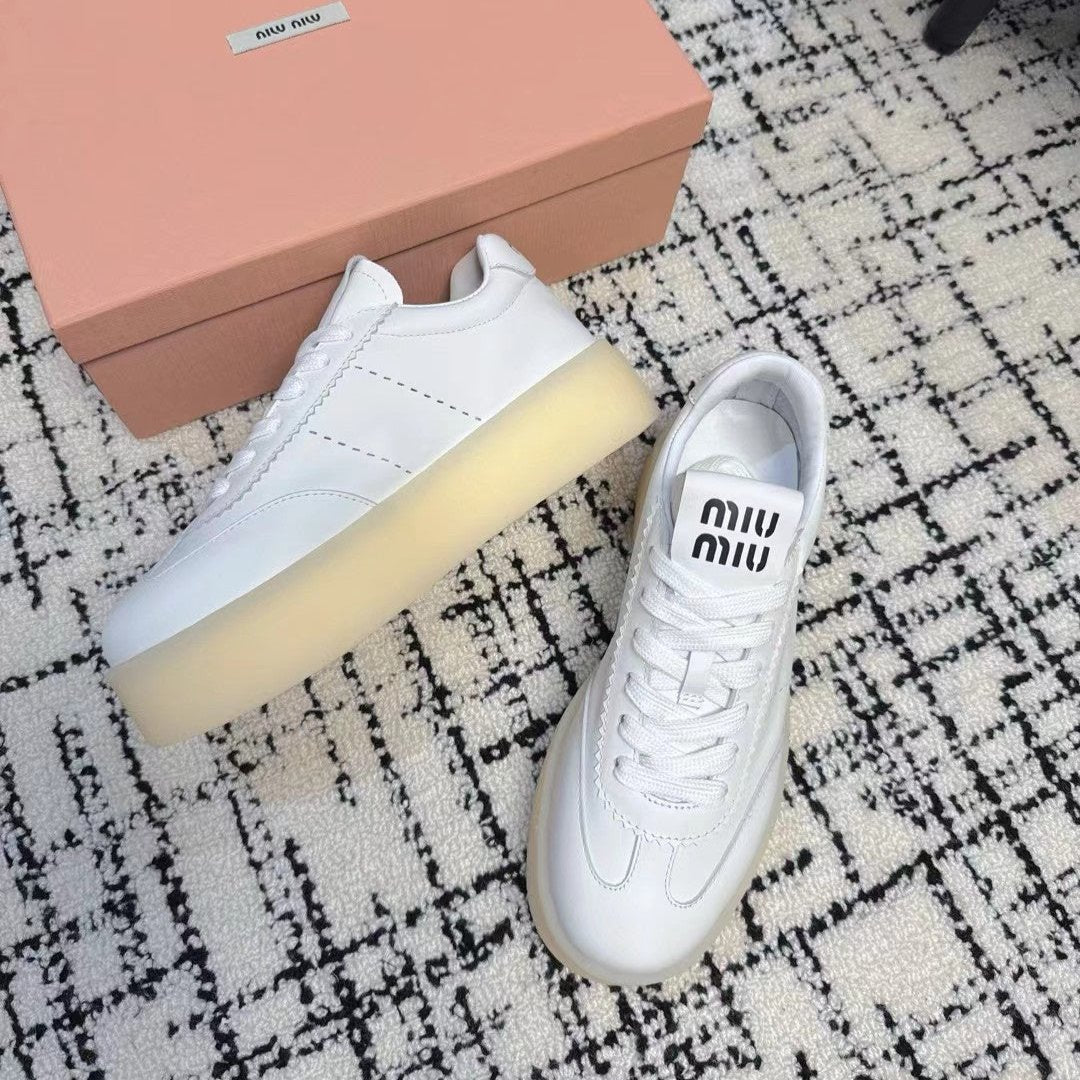 Miu Balance Sneakers  White Leather