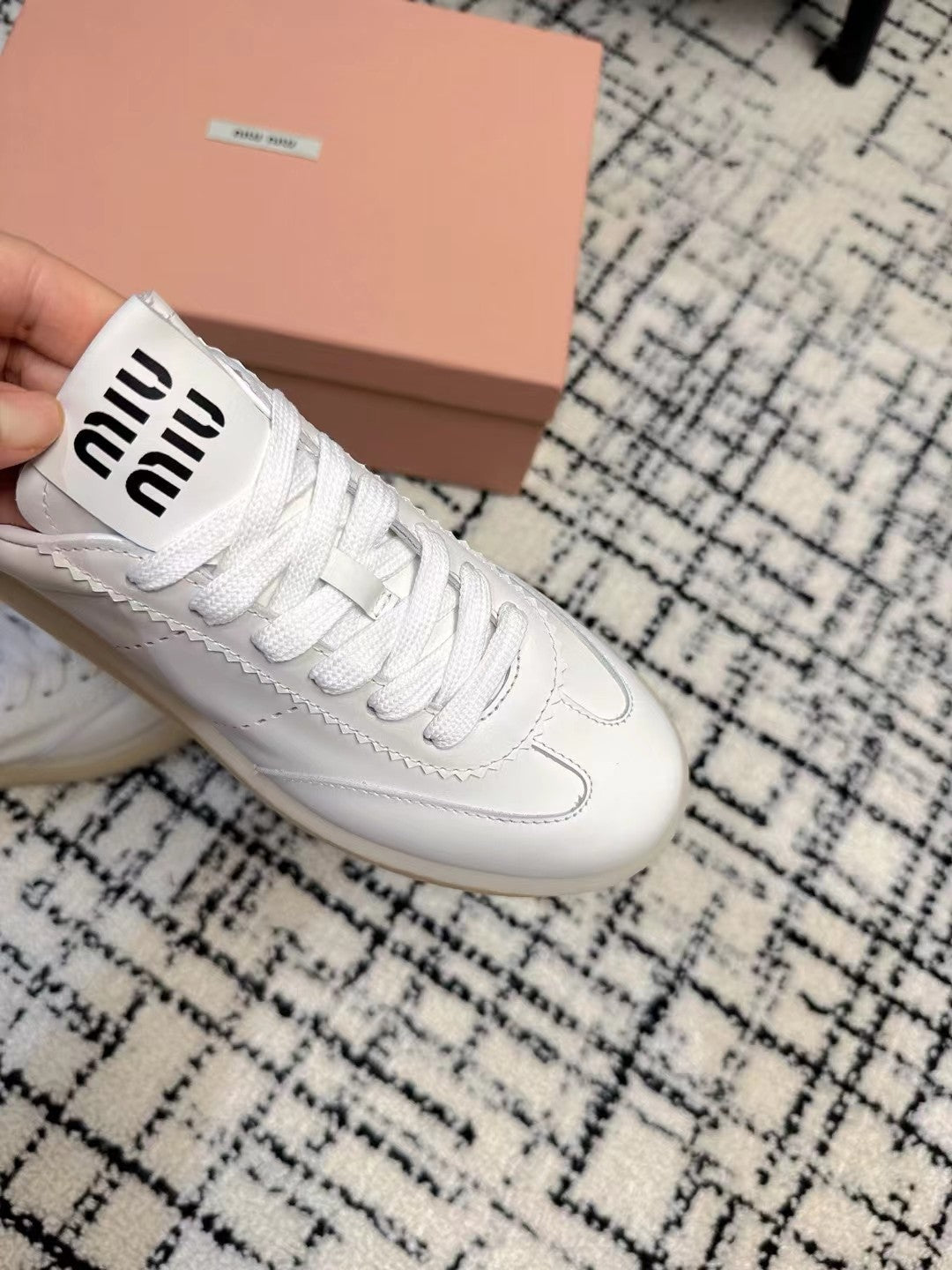 Miu Balance Sneakers White Calfskin