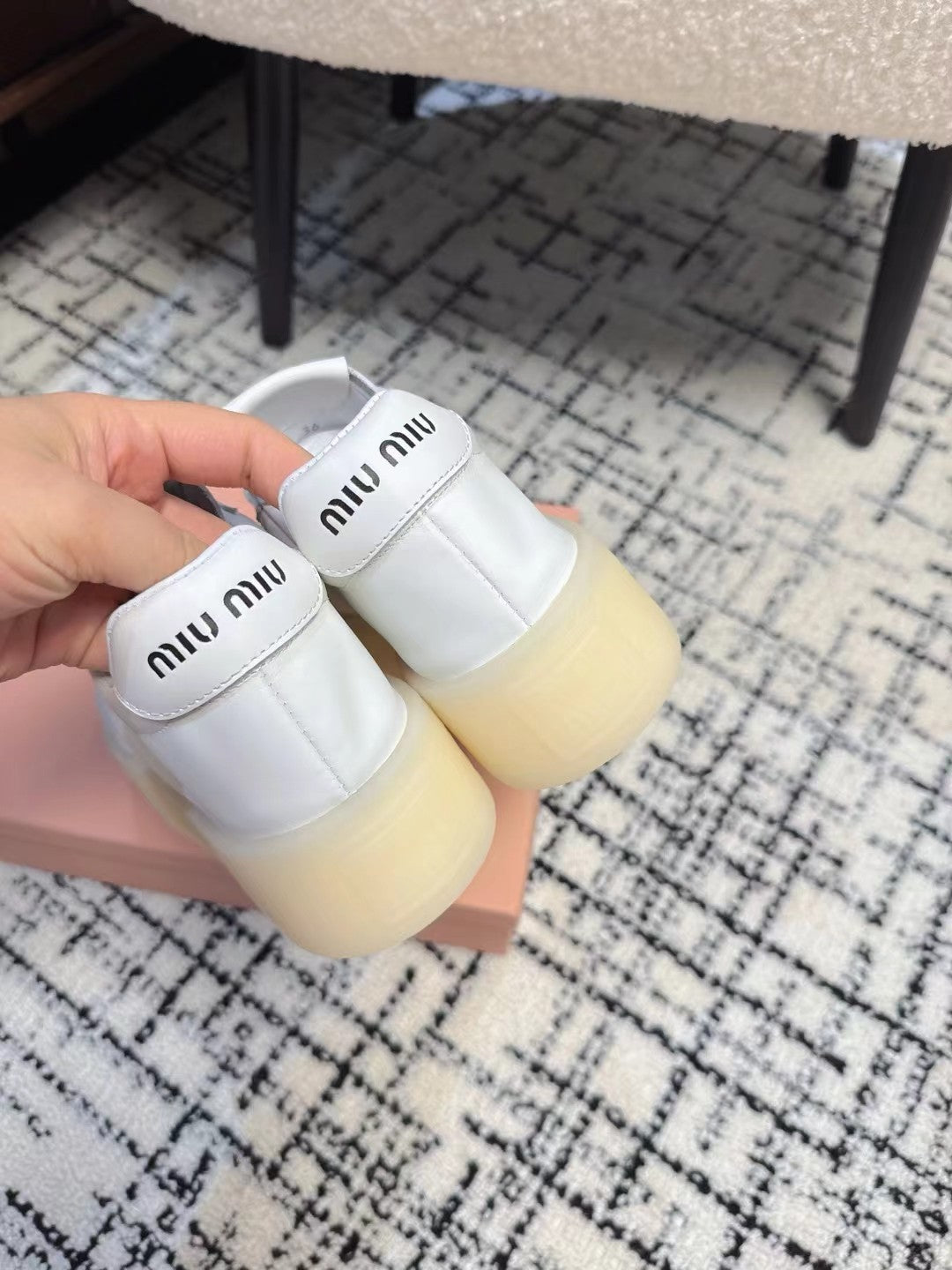 Miu Balance Sneakers  White Leather