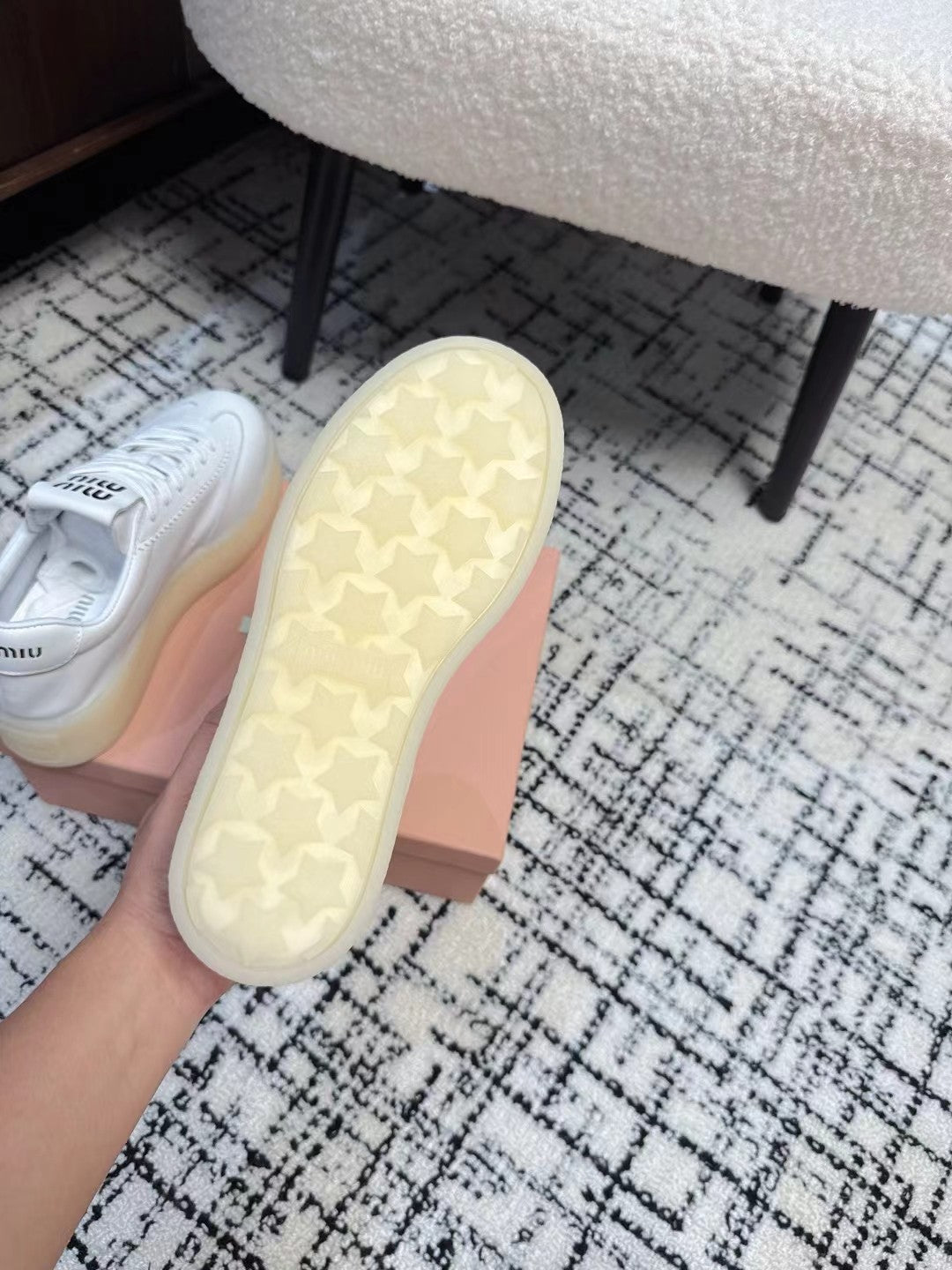 Miu Balance Sneakers White Calfskin