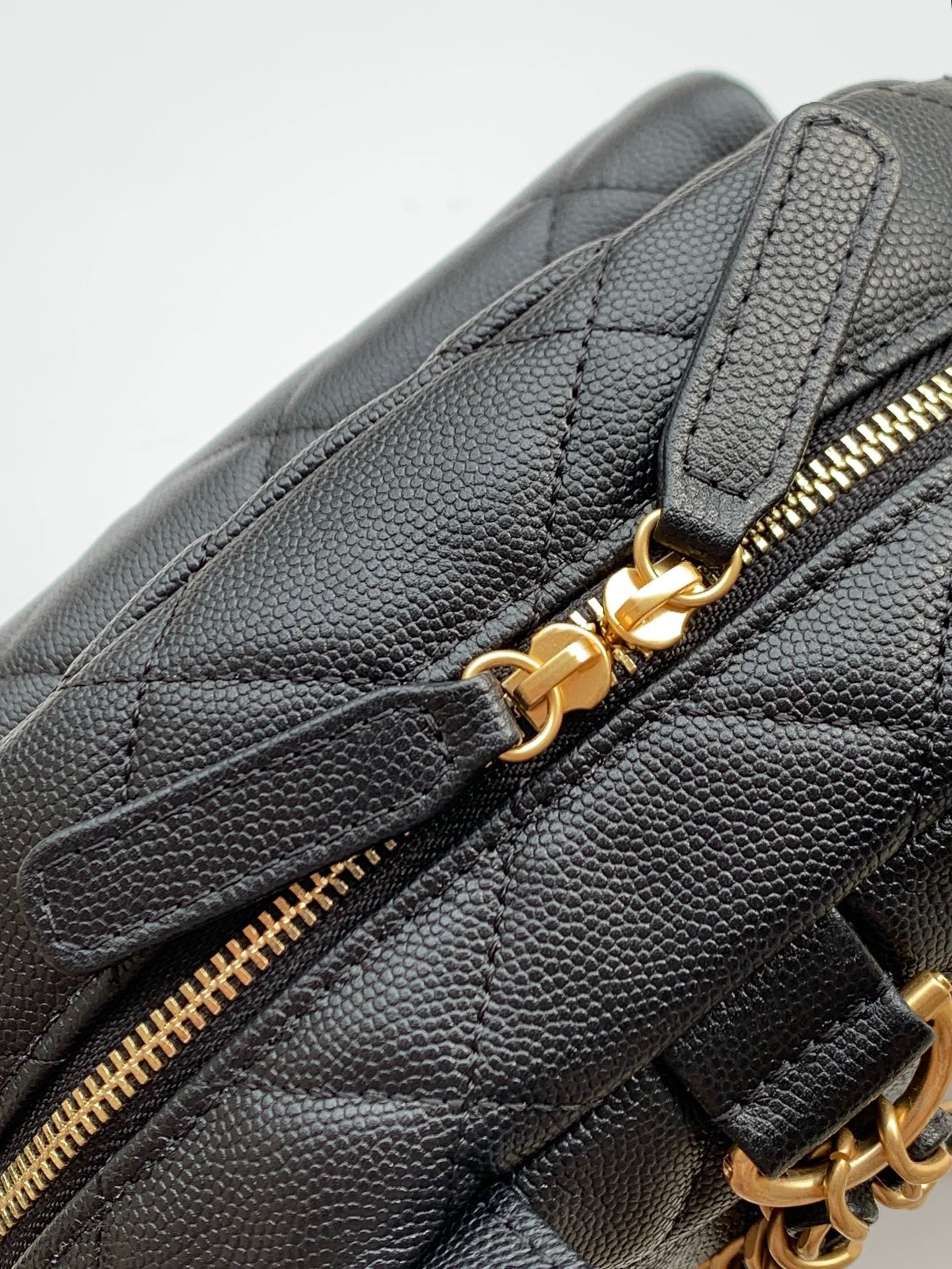 Chanel 25K Backpack Black Gold Lambskin 295192