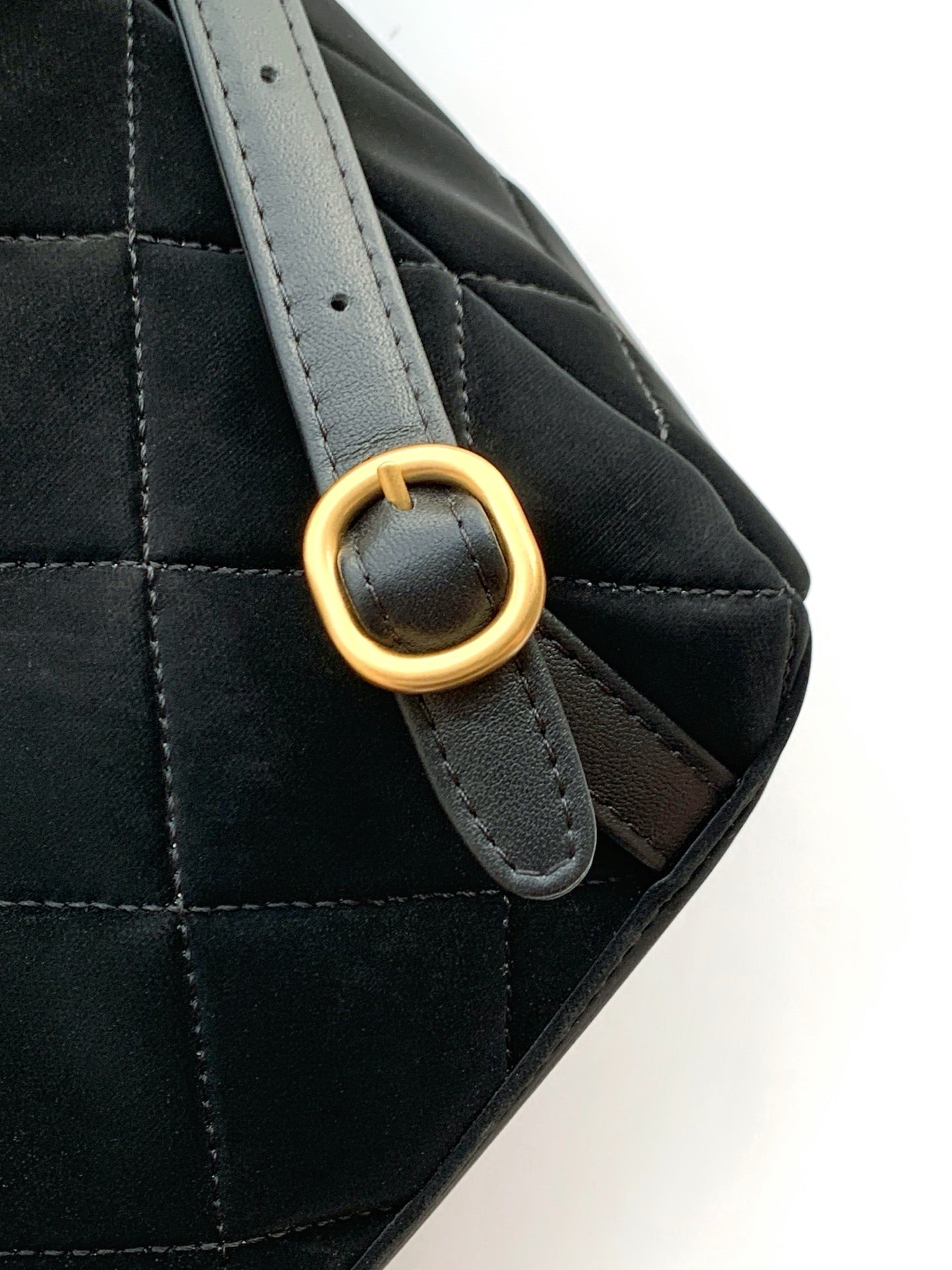 Chanel 25K Backpack Black Gold Suede 295191