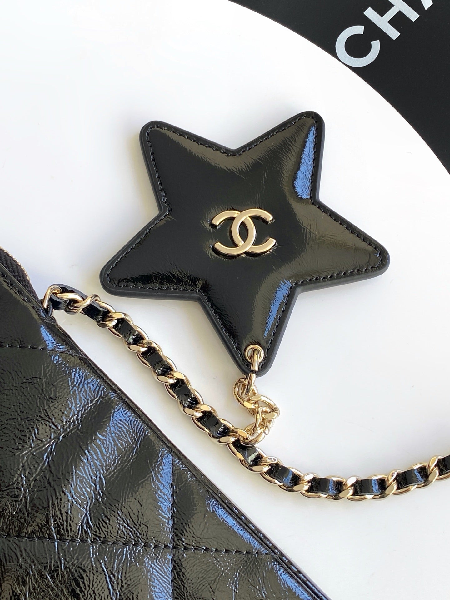 CC 2025 Phone Bag 18cm Black Cowhide 310331