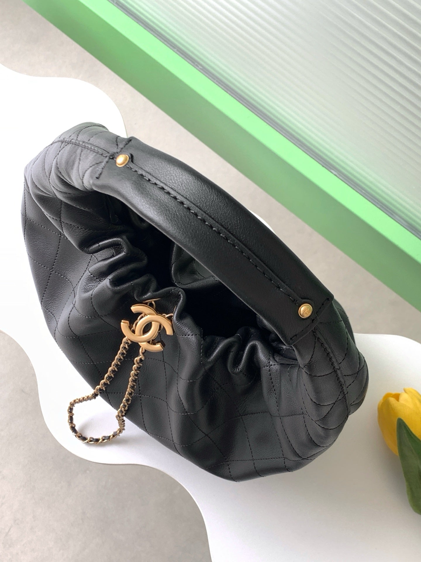 CC 2025 Hobo Bag 45cm Black Calfskin 311196