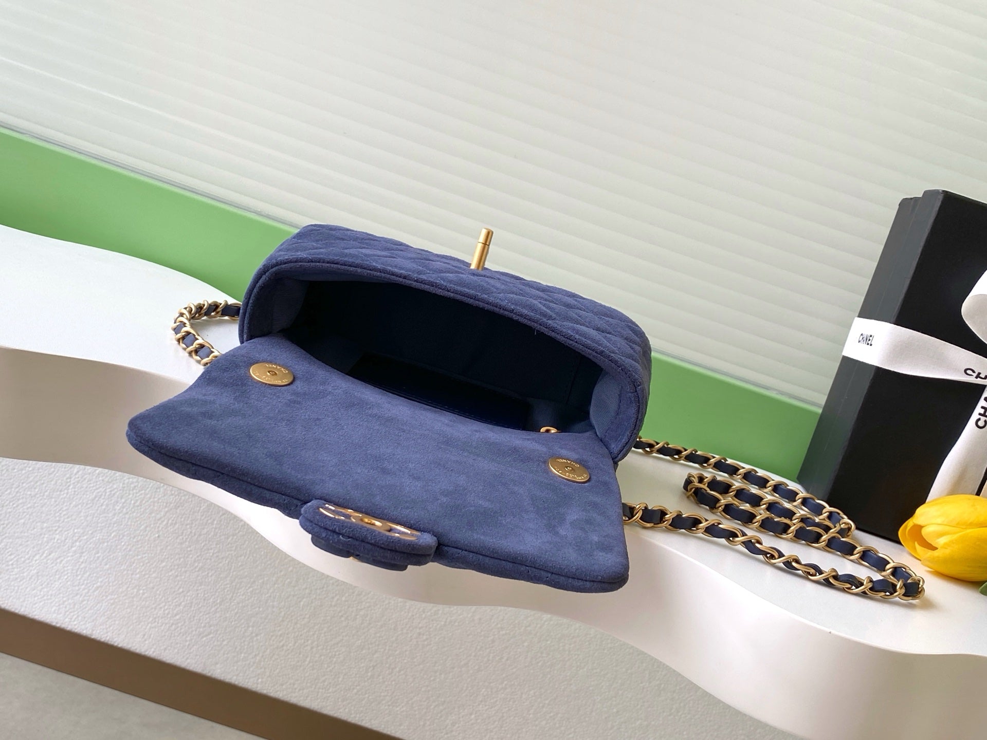 Chanel 2026 Flap Bag Blue Suede Leather