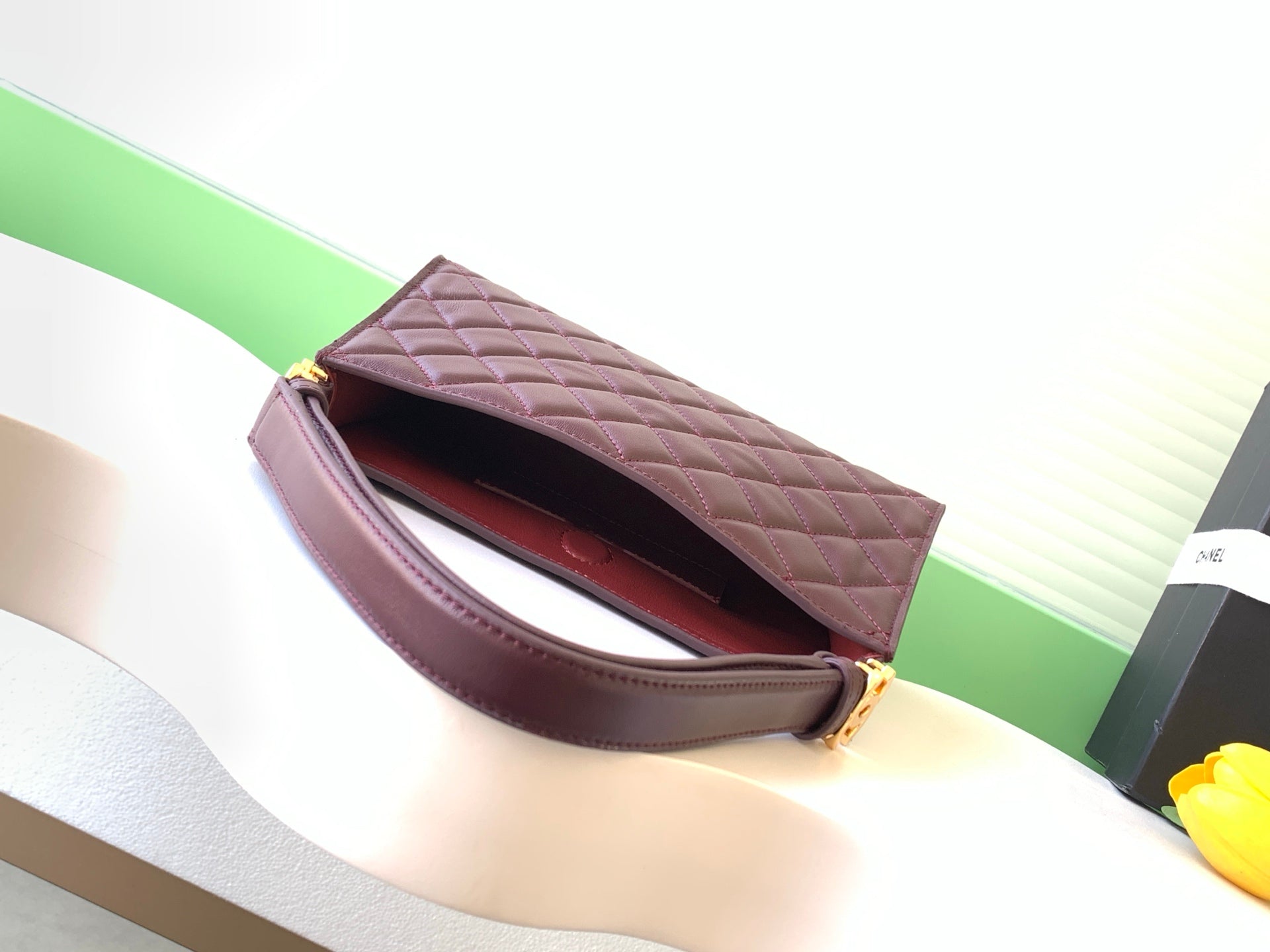 Chanel 25 Christmas Limited Hobo Shoulder Bag Burgundy Lambskin 324808