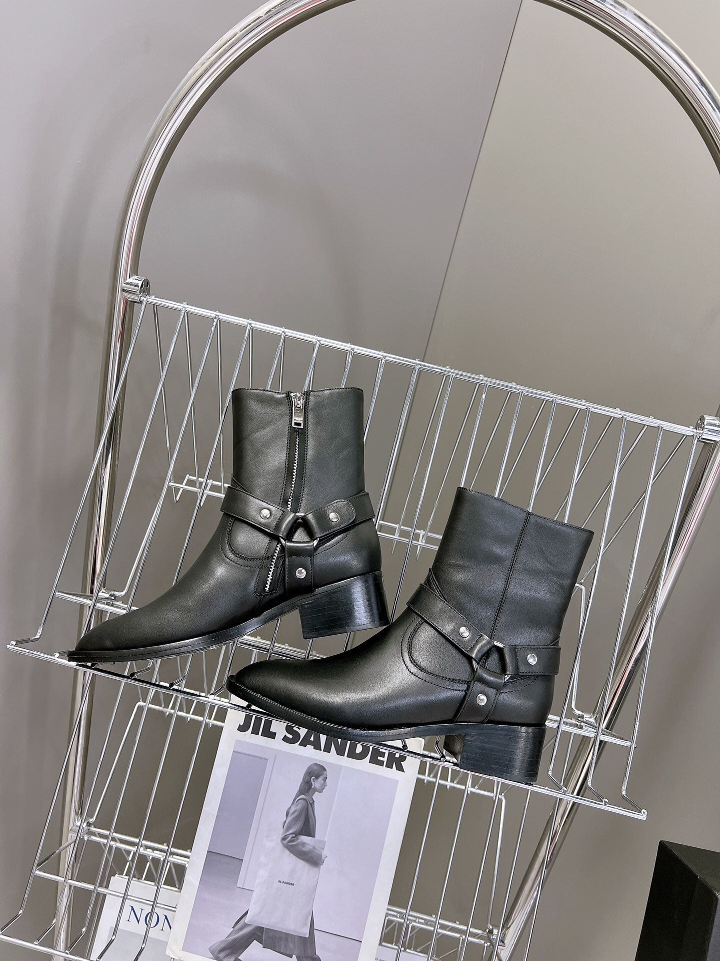 SL HARNESS BOOTS BLACK CALFSKIN