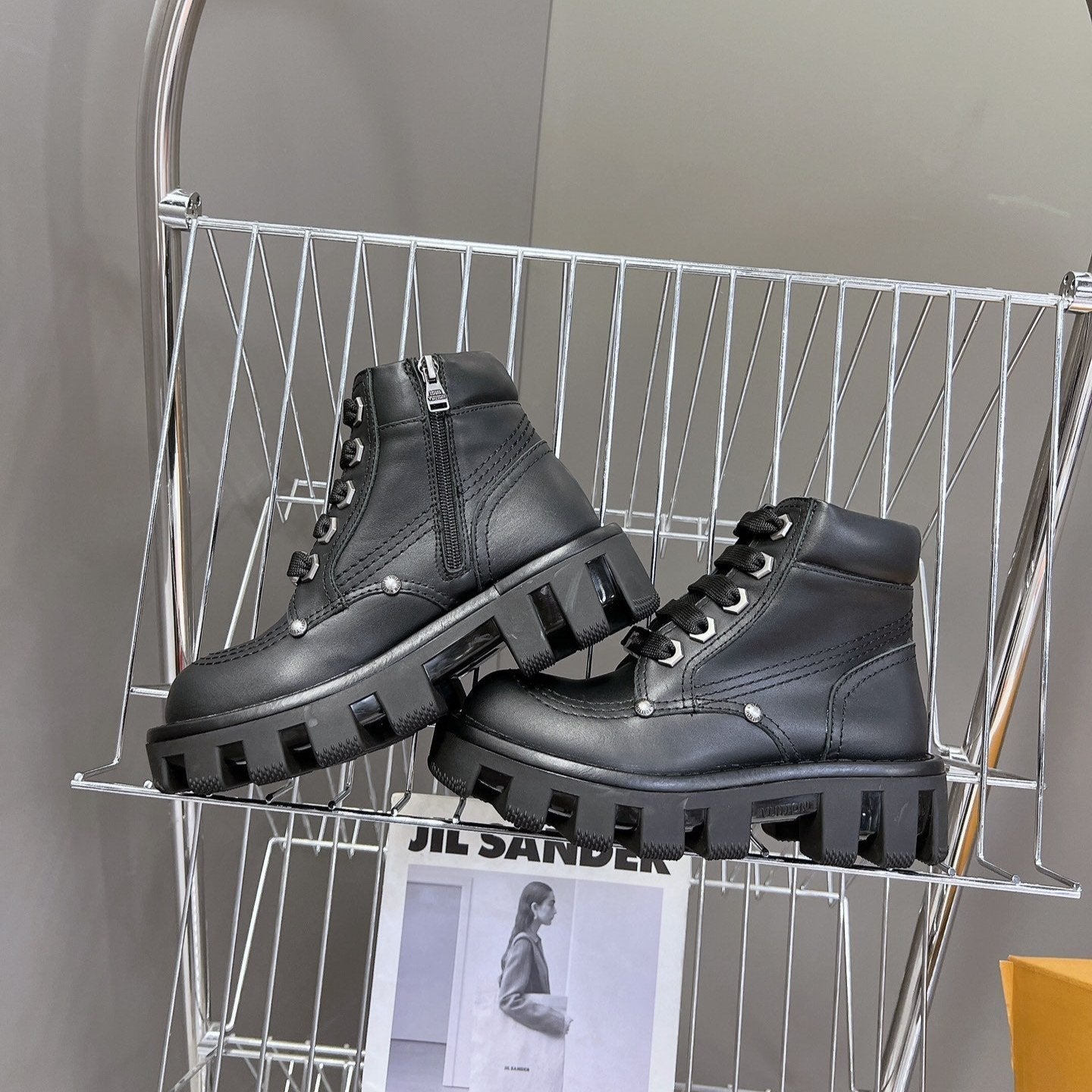 LV Checker Ankle Boots Black Lambskin