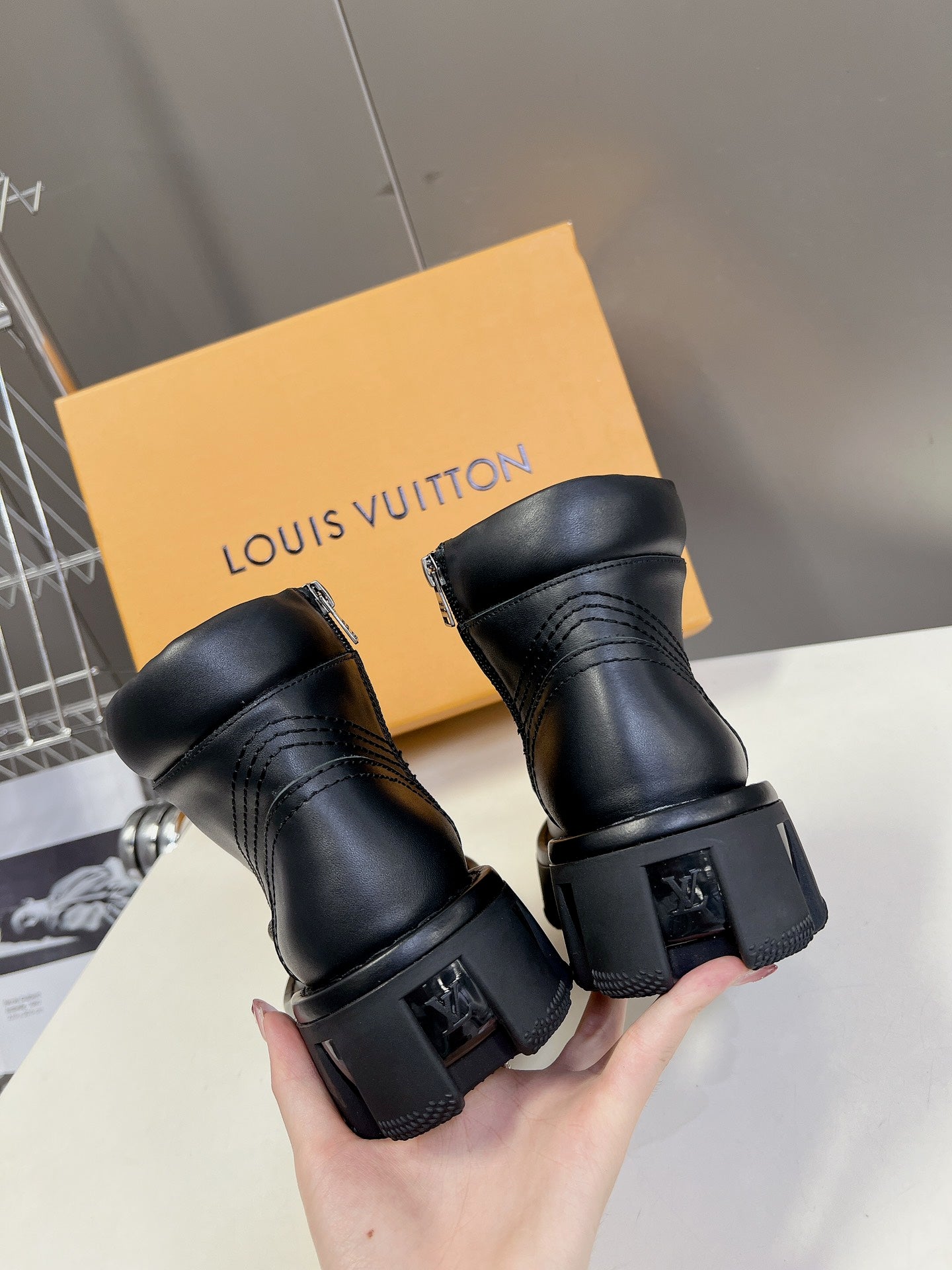 LV Checker Ankle Boots Black Lambskin
