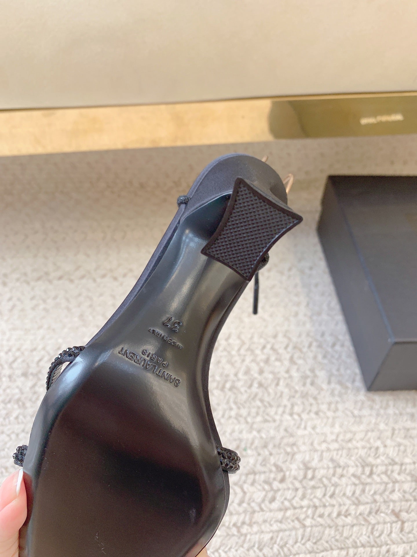 LIZA SANDALS IN BLACK SILK WITH CRYSTALS