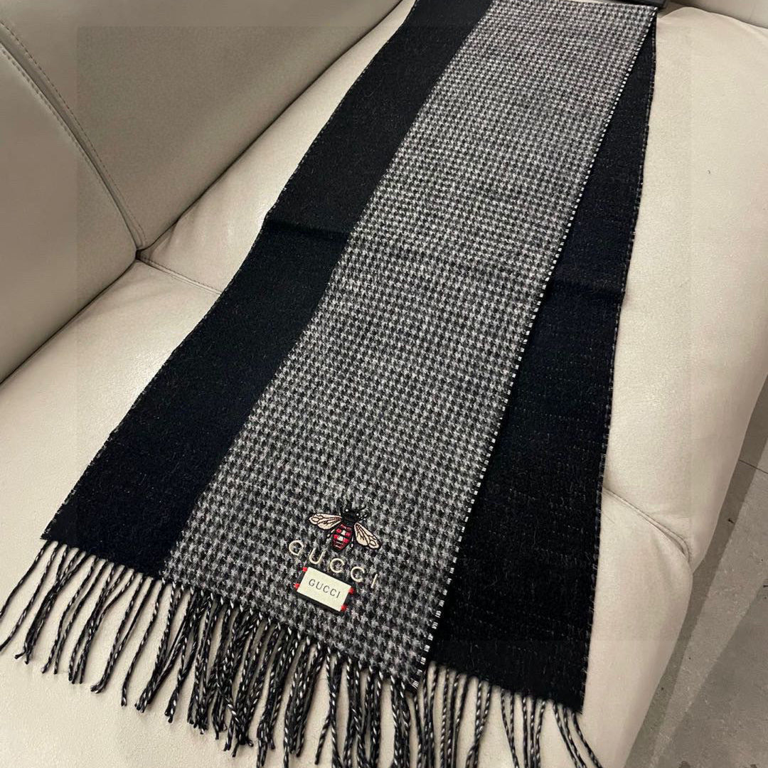 GG Double-Sided Scarf 180CM Black Cashmere 287525