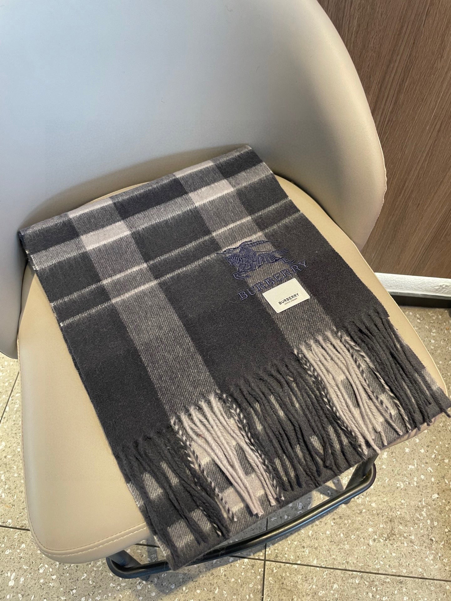 BBR Men's Scarf 200CM Dark Gray Blue Cashmere 293030