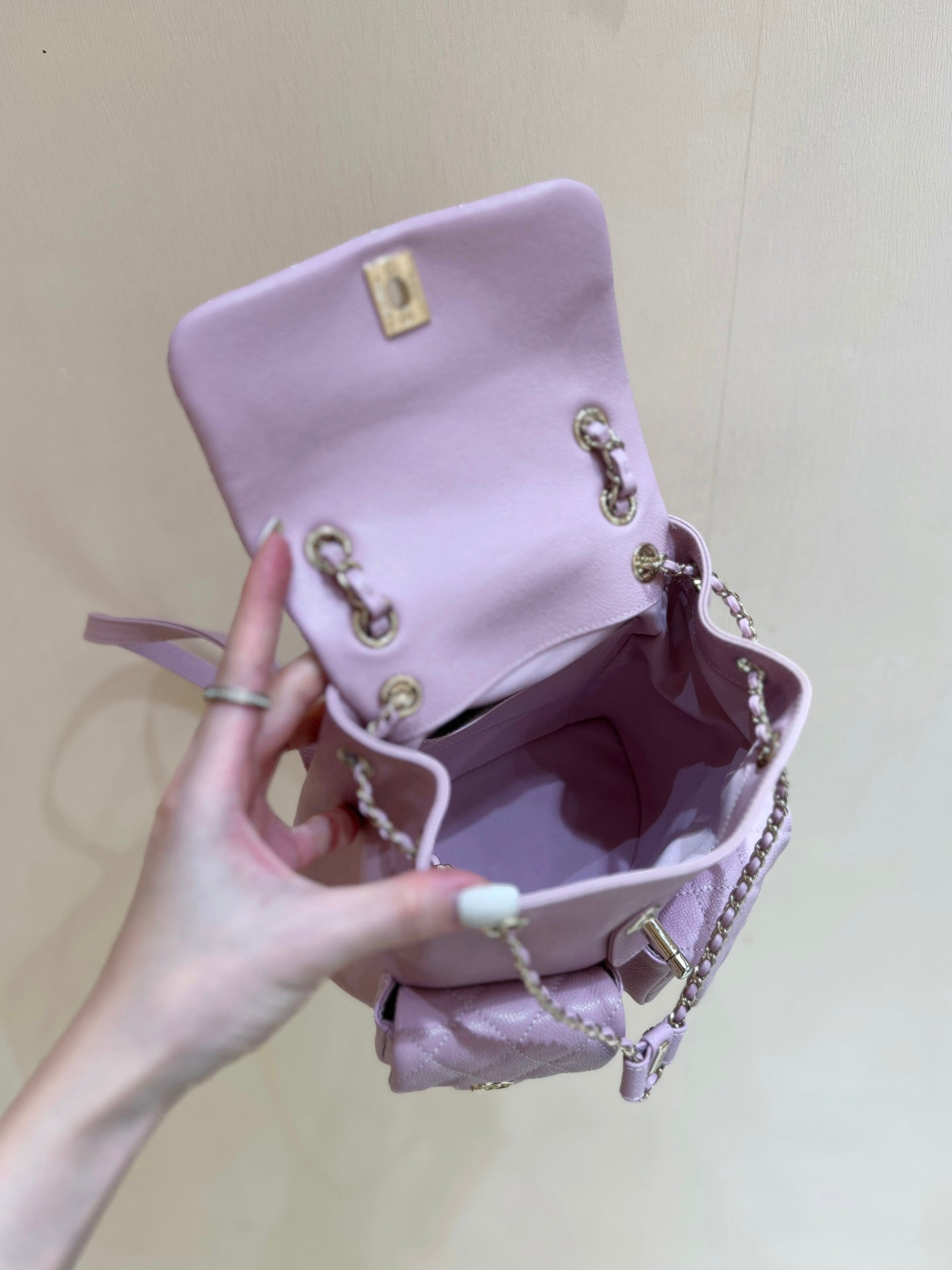 24a duma backpack purple caviar leather light gold hardware
