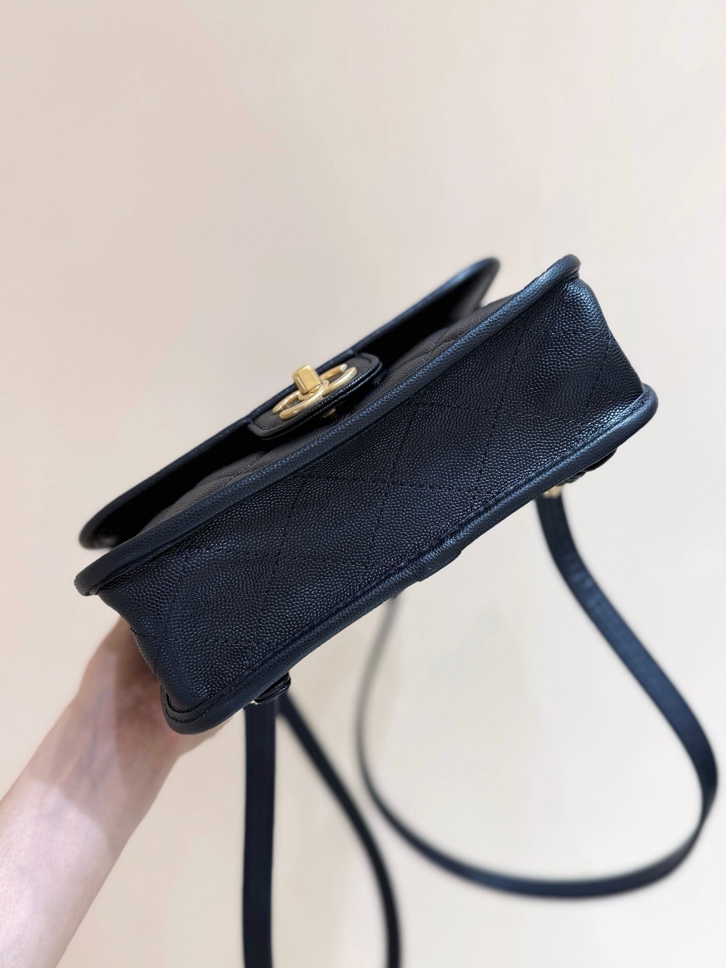 Chanel 2025 Four-Leaf Clover Backpack  Black Gold Caviar Leather 342116