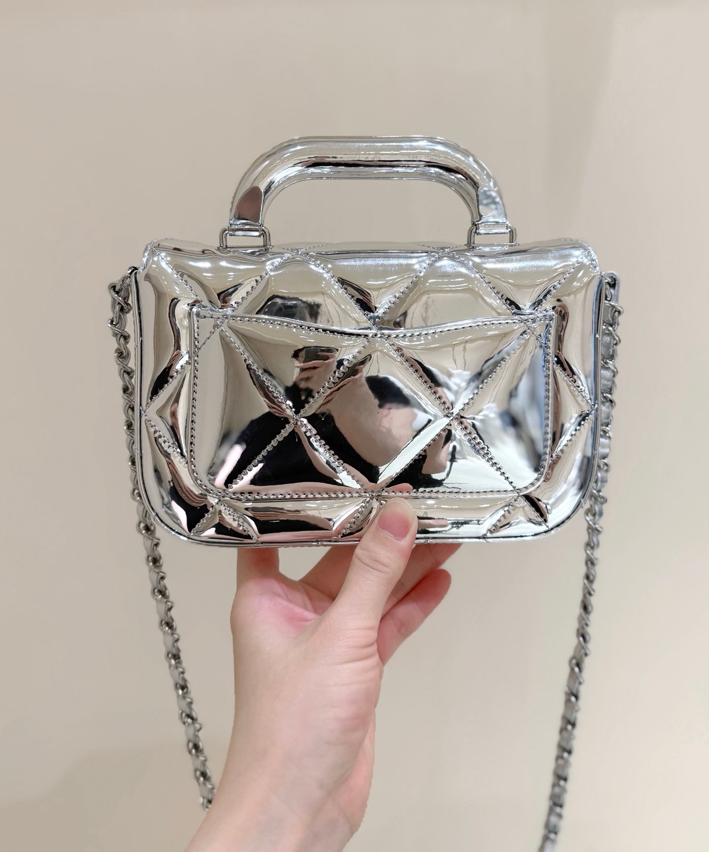 Chanel 2025 Bag Silver Shine Calfskin 345983