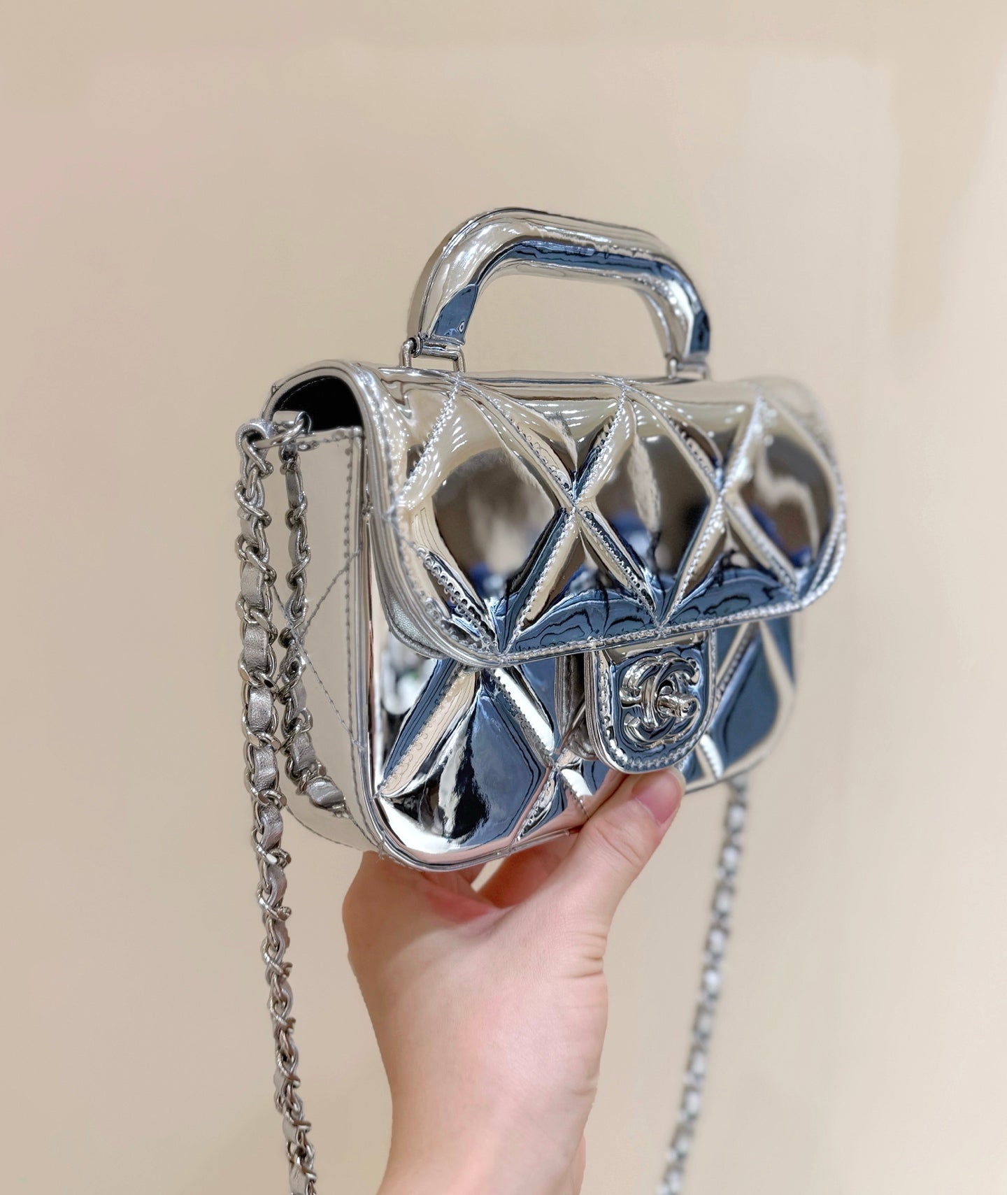 Chanel 2025 Bag Silver Shine Calfskin 345983