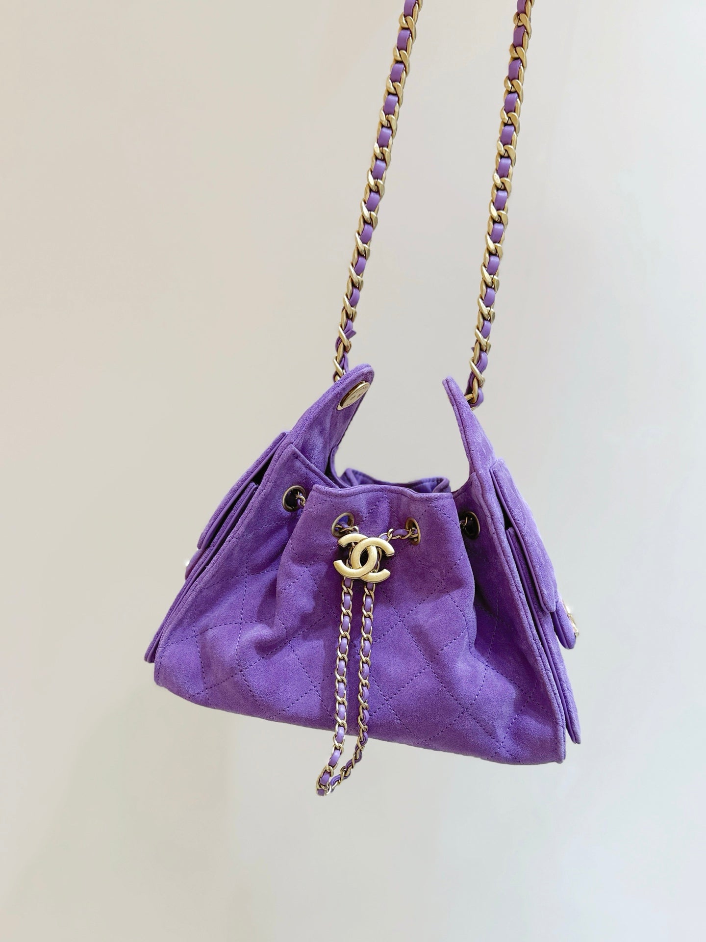 CC 2025 Hobo Bag 22cm Purple Suede 346375