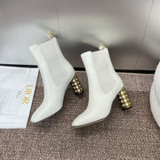 CD Icon Heeled Ankle Boot White Lambskin