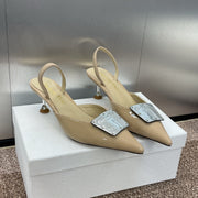 CD Slingback 65mm Glossy Beige Cowhide