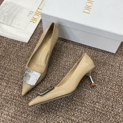 CD Pumps 65mm Glossy Beige Cowhide