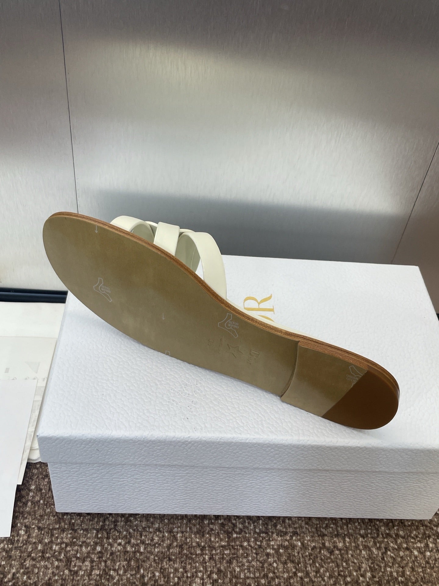 Dior 25 D-Club Slide Sandal White Calfskin 330322