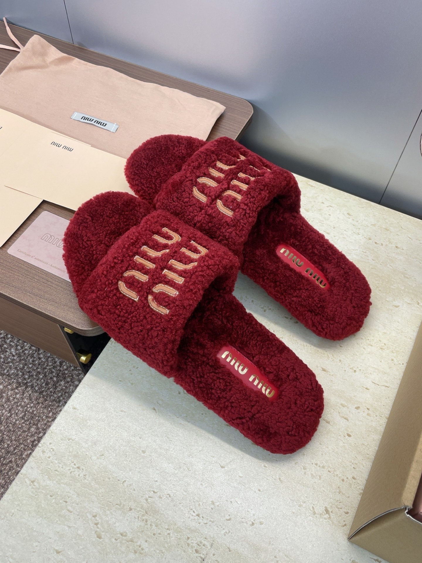 Miumiu 25 Slipper Red Wool 551695