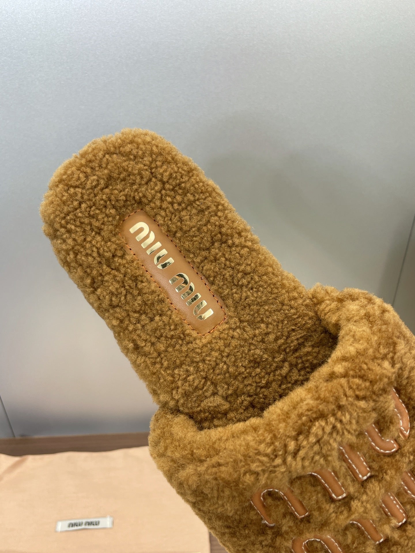 Miumiu 25 Slipper Brown Wool 551703