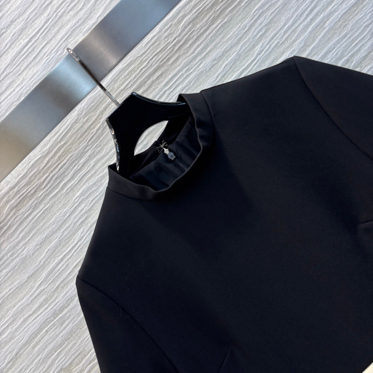 Prada 25 Patchwork Short-sleeved Dress Black mix Beige Cotton