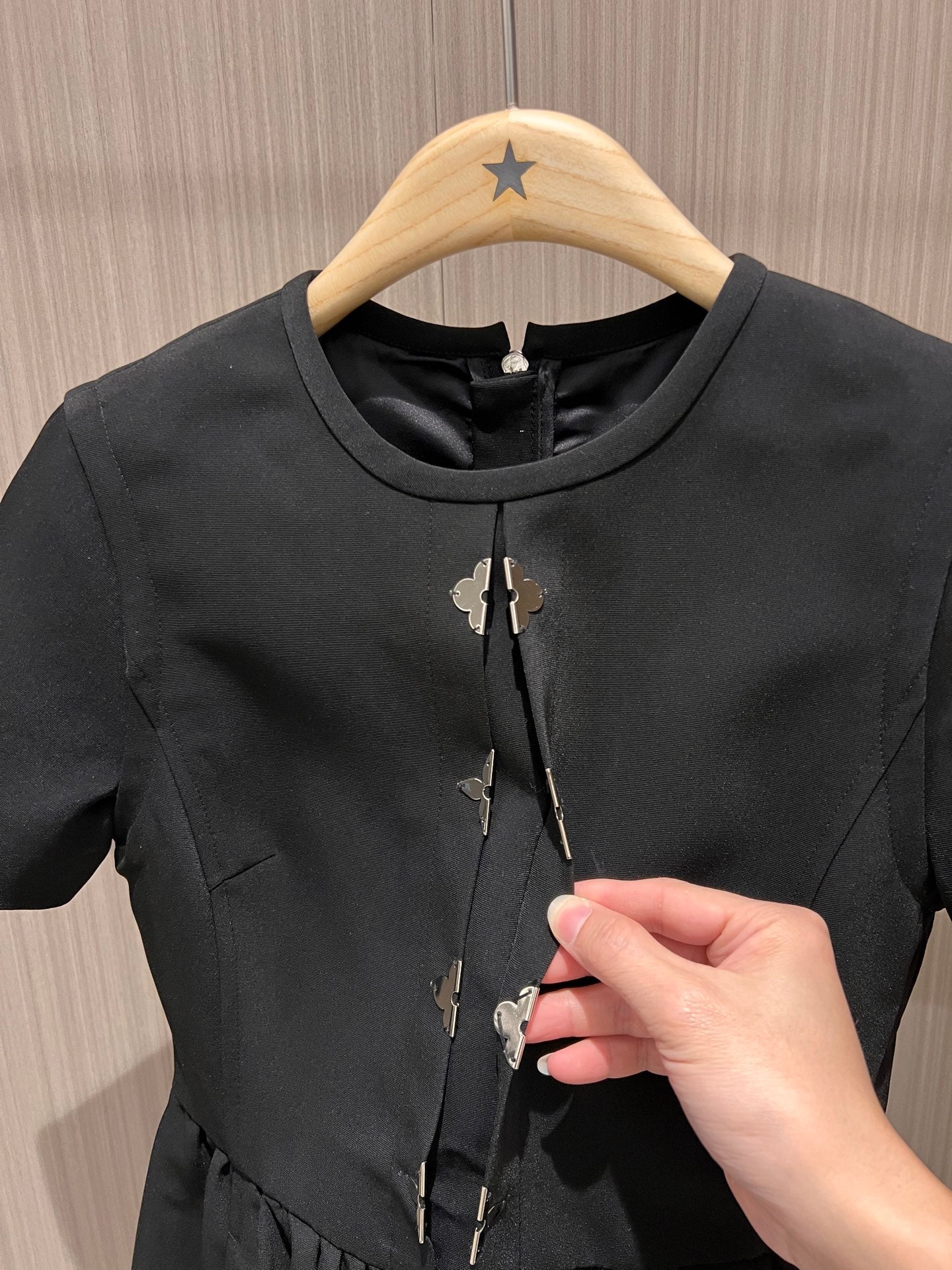 LV Flower Pieces Dress Black Polyester