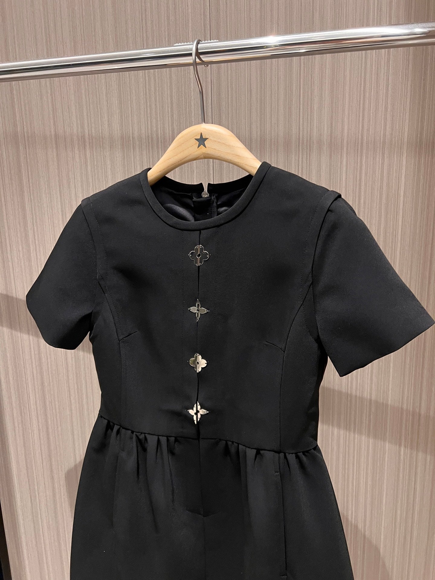 LV Flower Pieces Dress Black Polyester