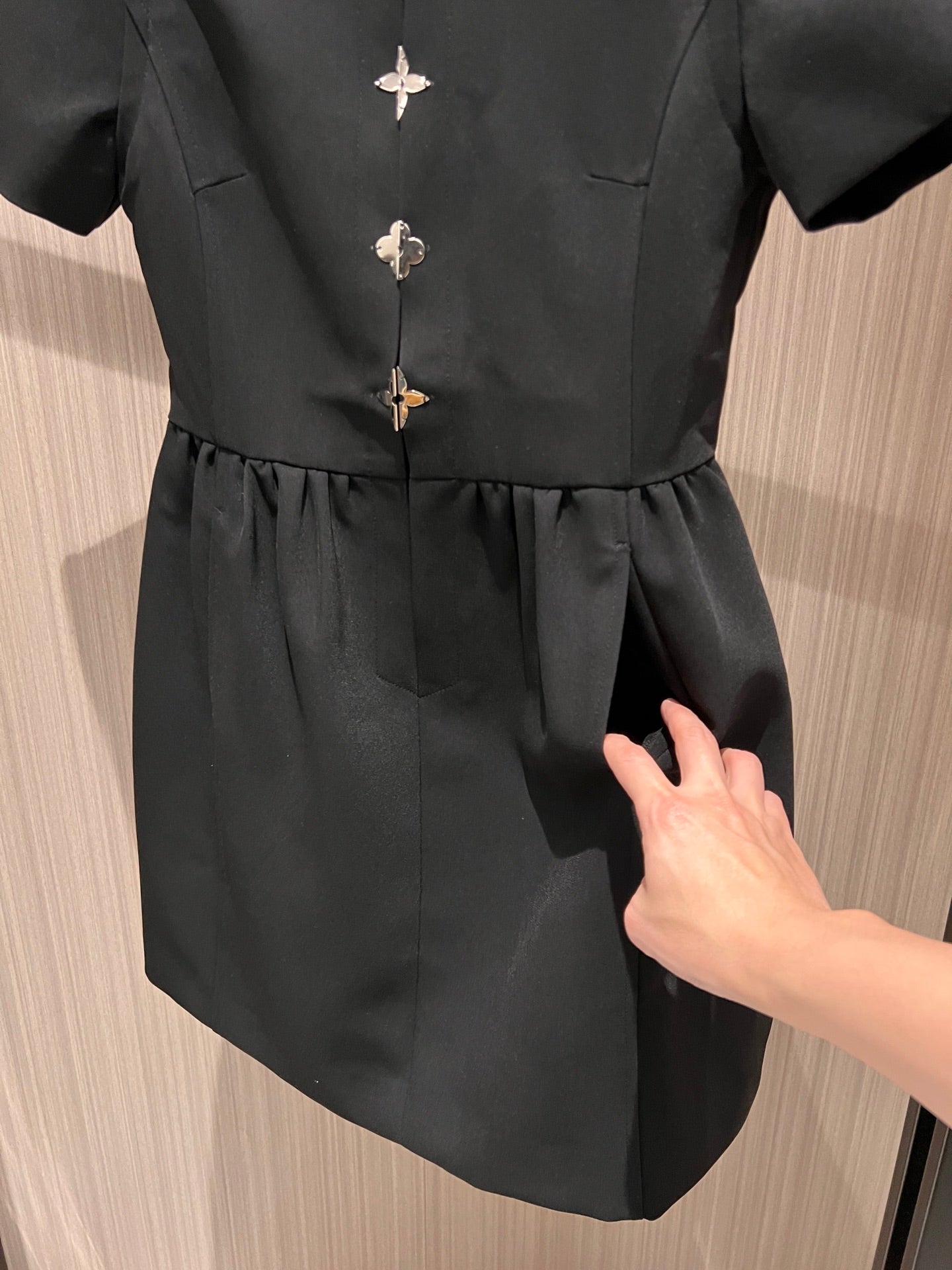 LV Flower Pieces Dress Black Polyester