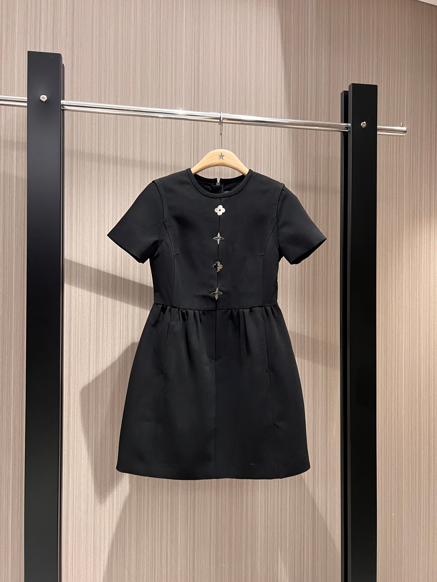 LV Flower Pieces Dress Black Polyester