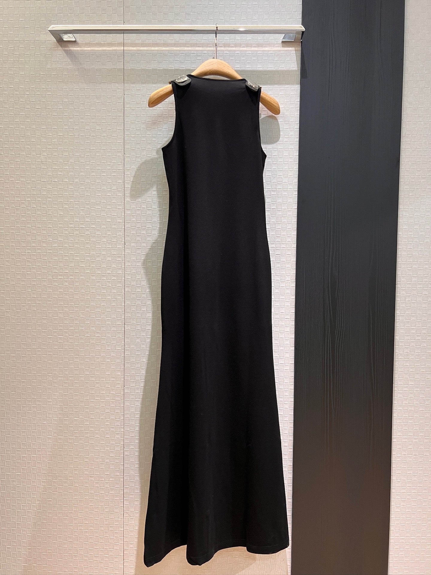 LV Double-Head Zipper Design Slits Dress Black Cotton