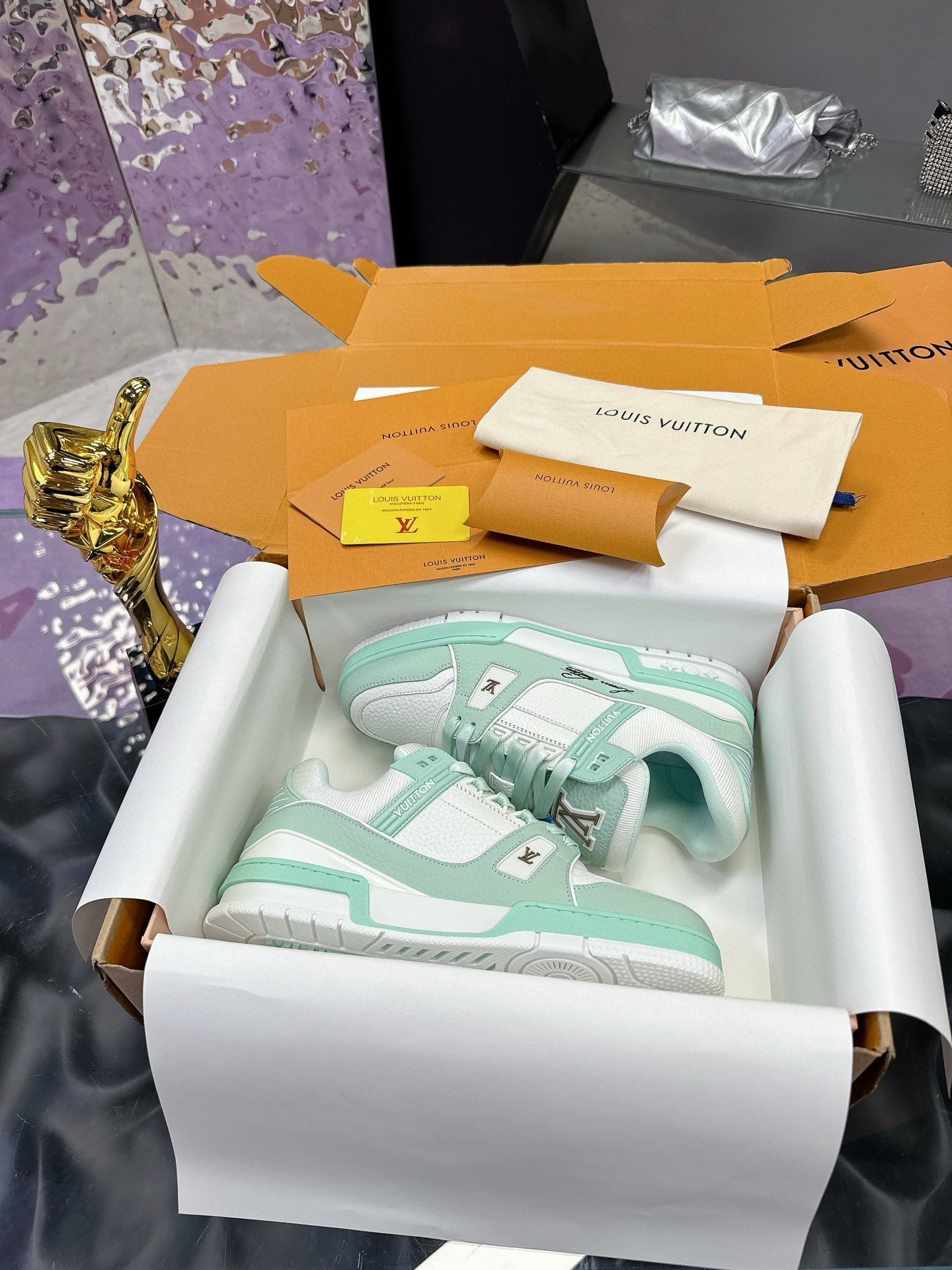 LV Trainer Sneaker Emerald Green Cowhide