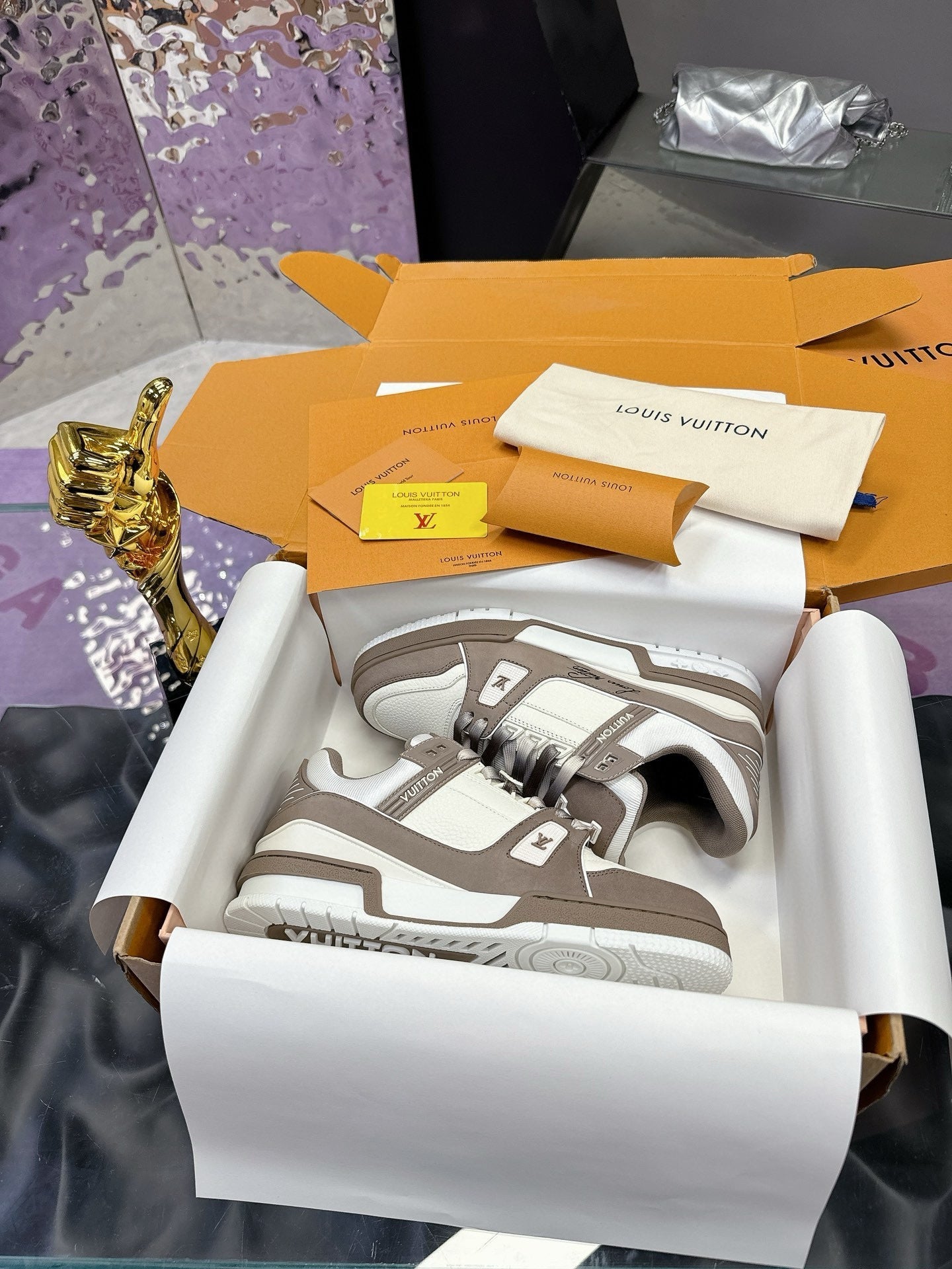 LV Trainer Sneaker Brown Grey Cowhide